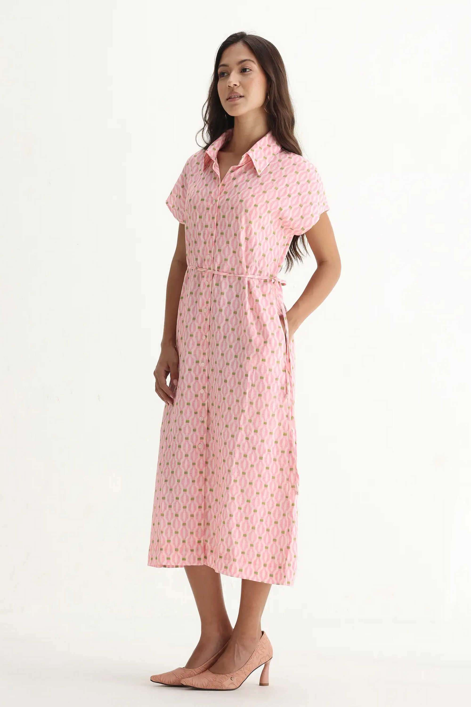 Printed-Cotton-Cowl-Neck-Women-s-Dress