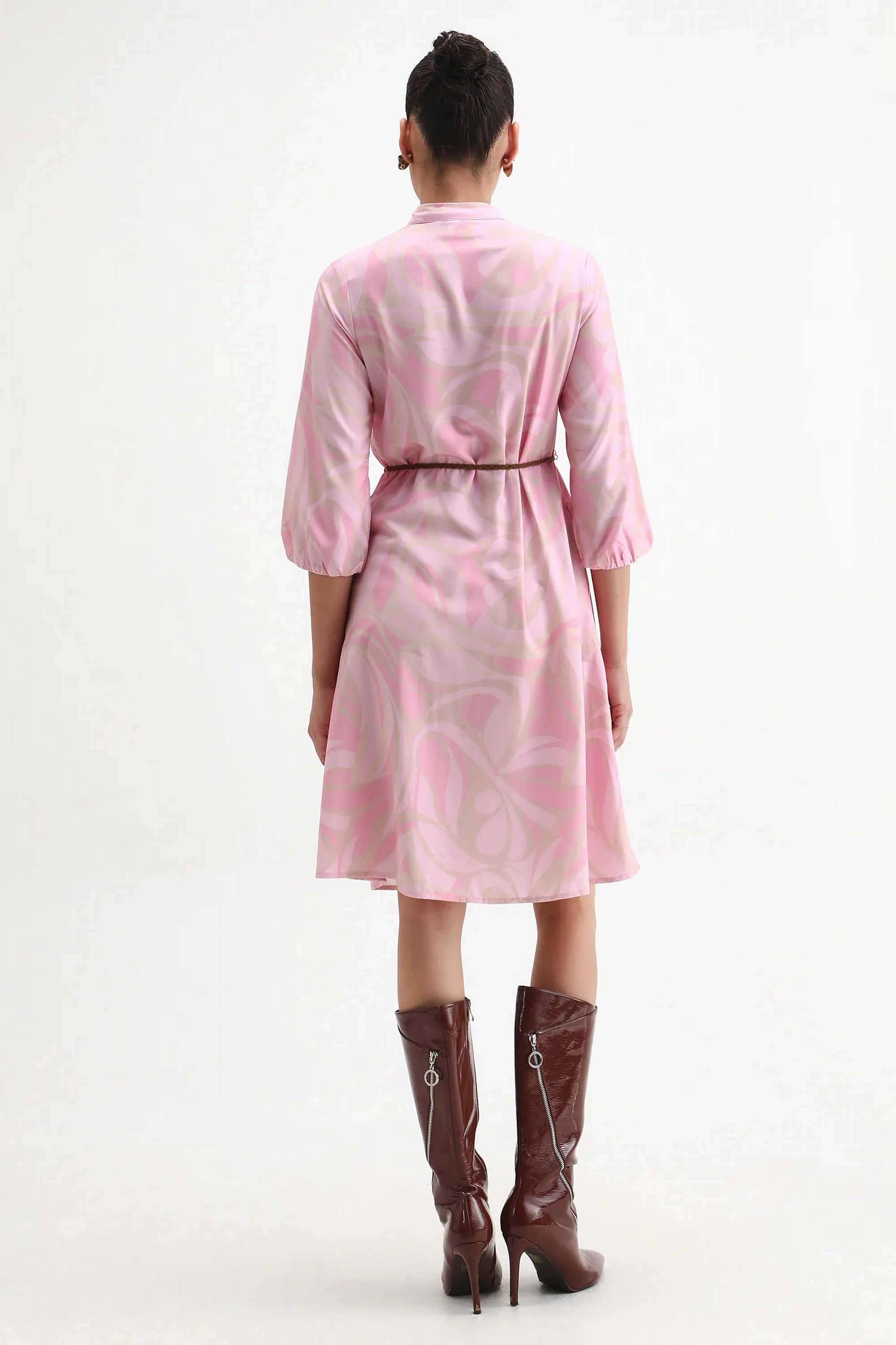 Printed-Viscose-Collared-Women-s-Dress