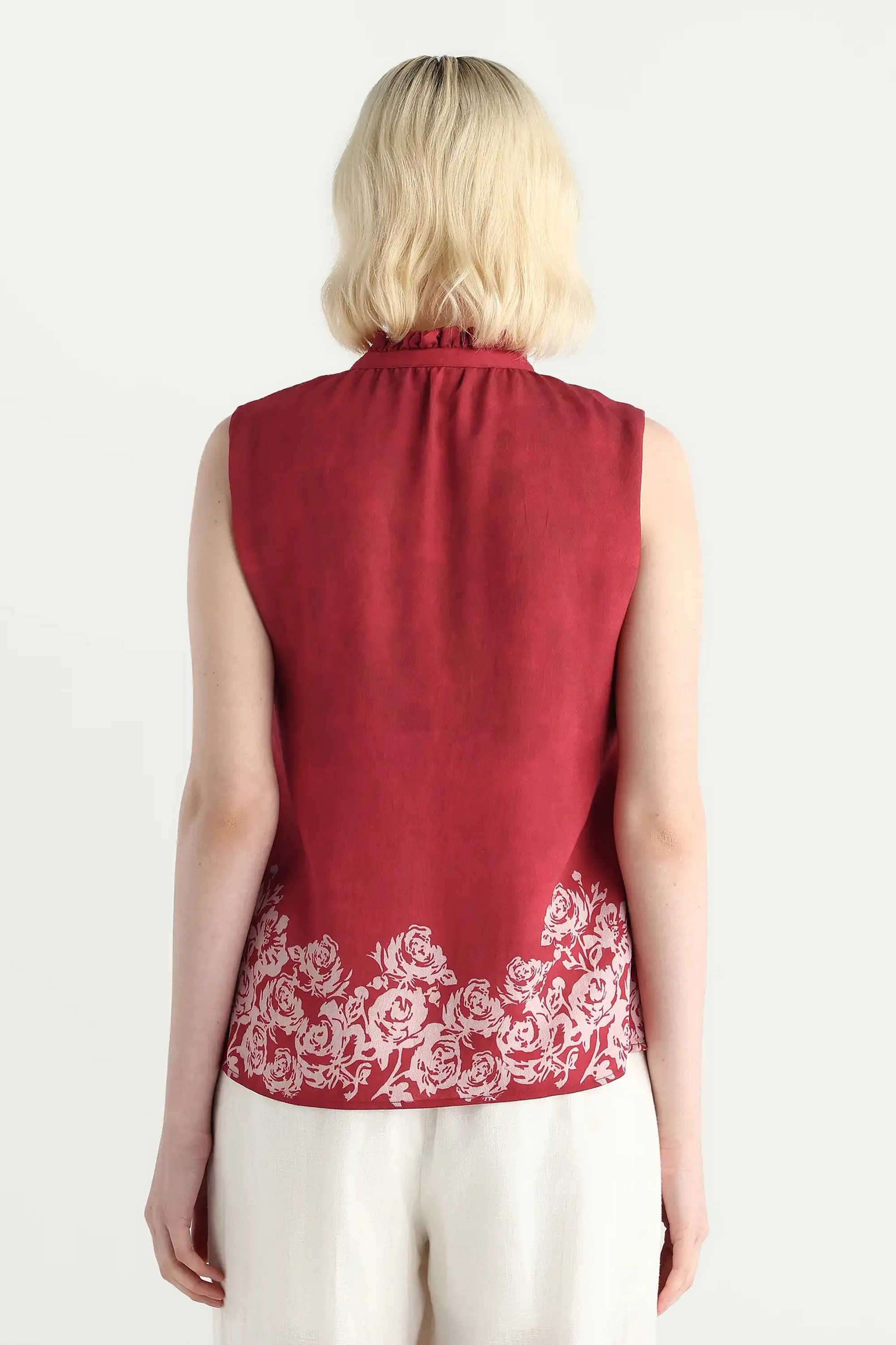 Printed-Polyester-Collared-Women-s-Top