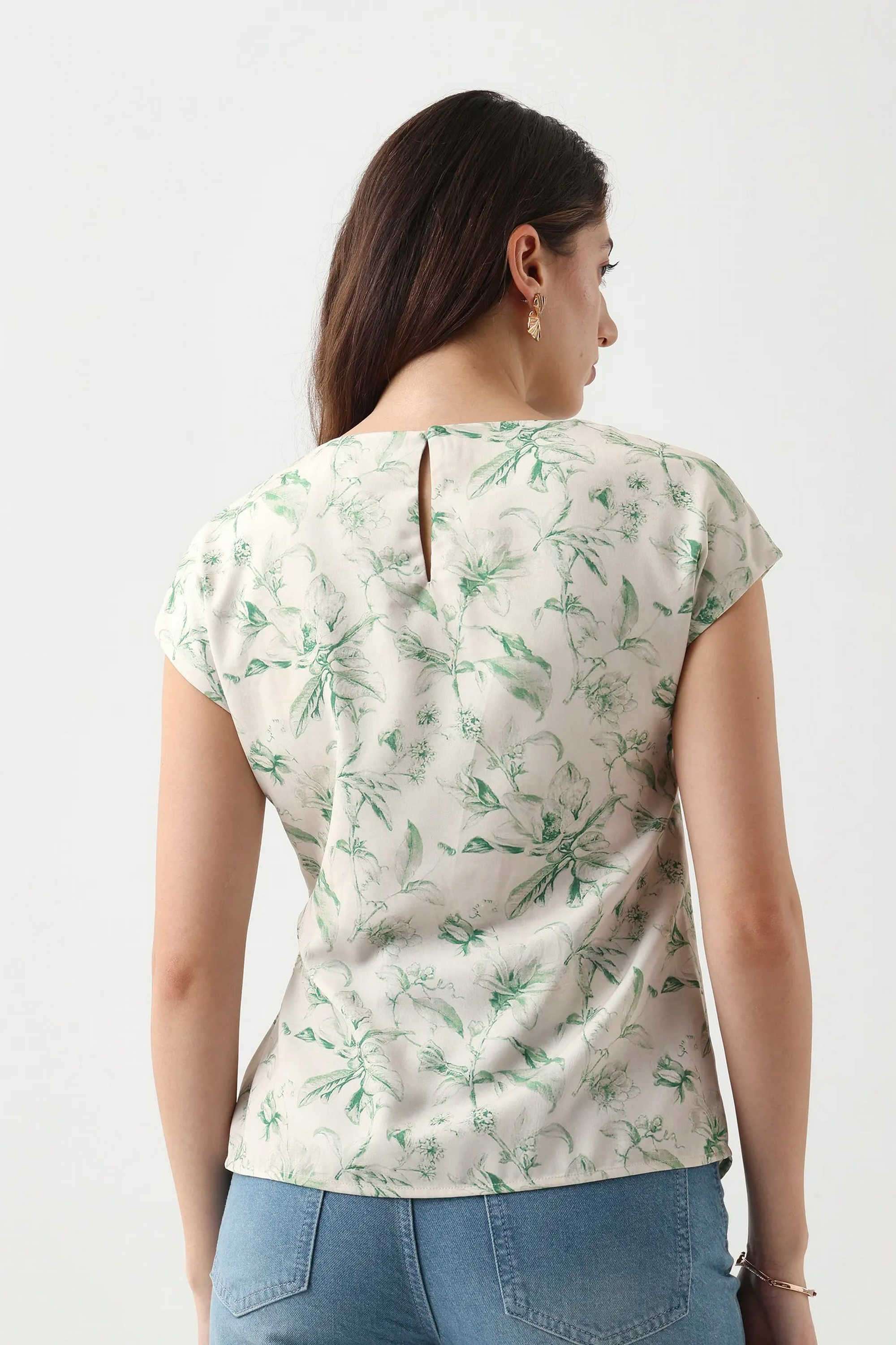 Printed-Polyester-Round-Neck-Women-s-Top