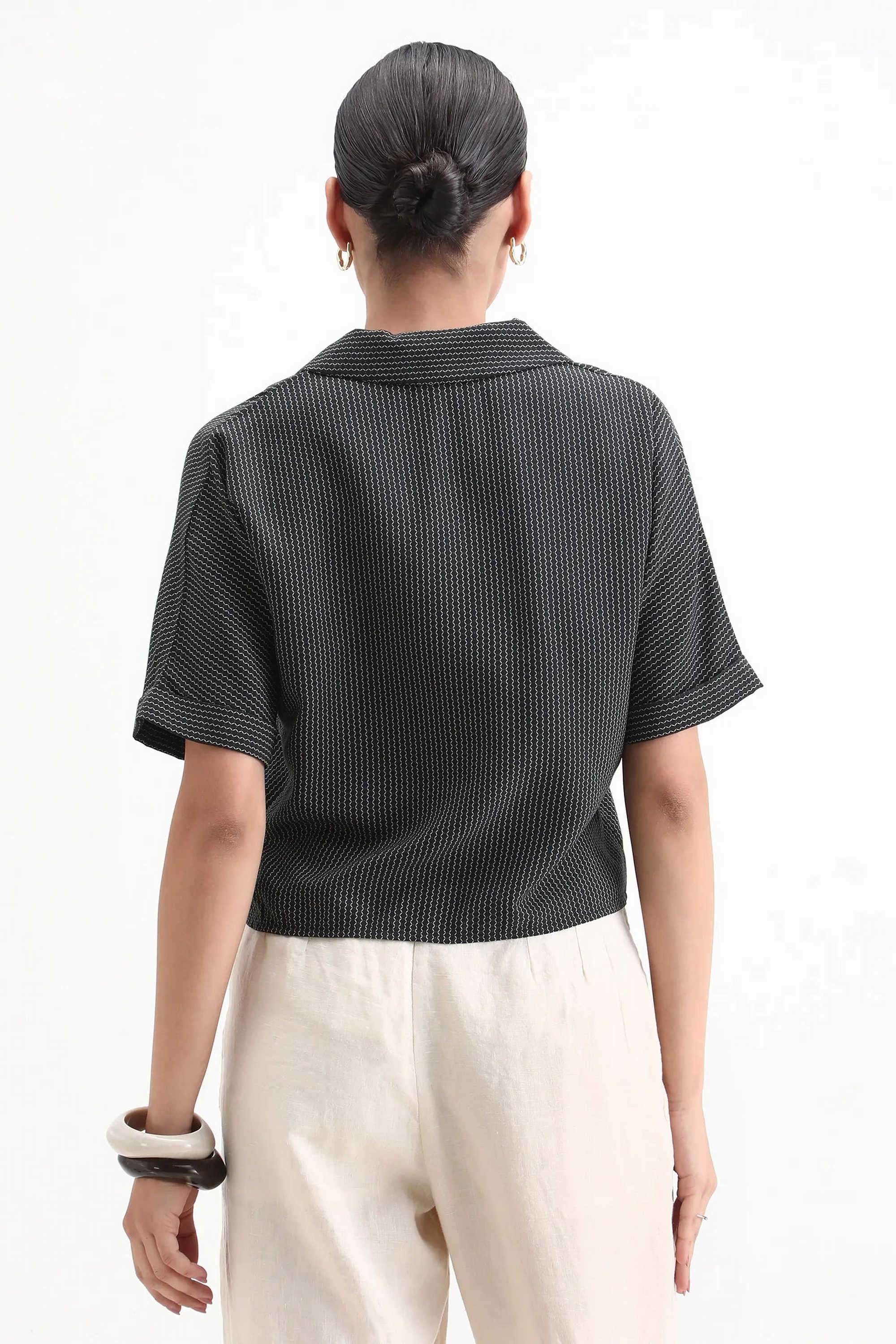 Geometric-Print-Viscose-Collared-Women-s-Top