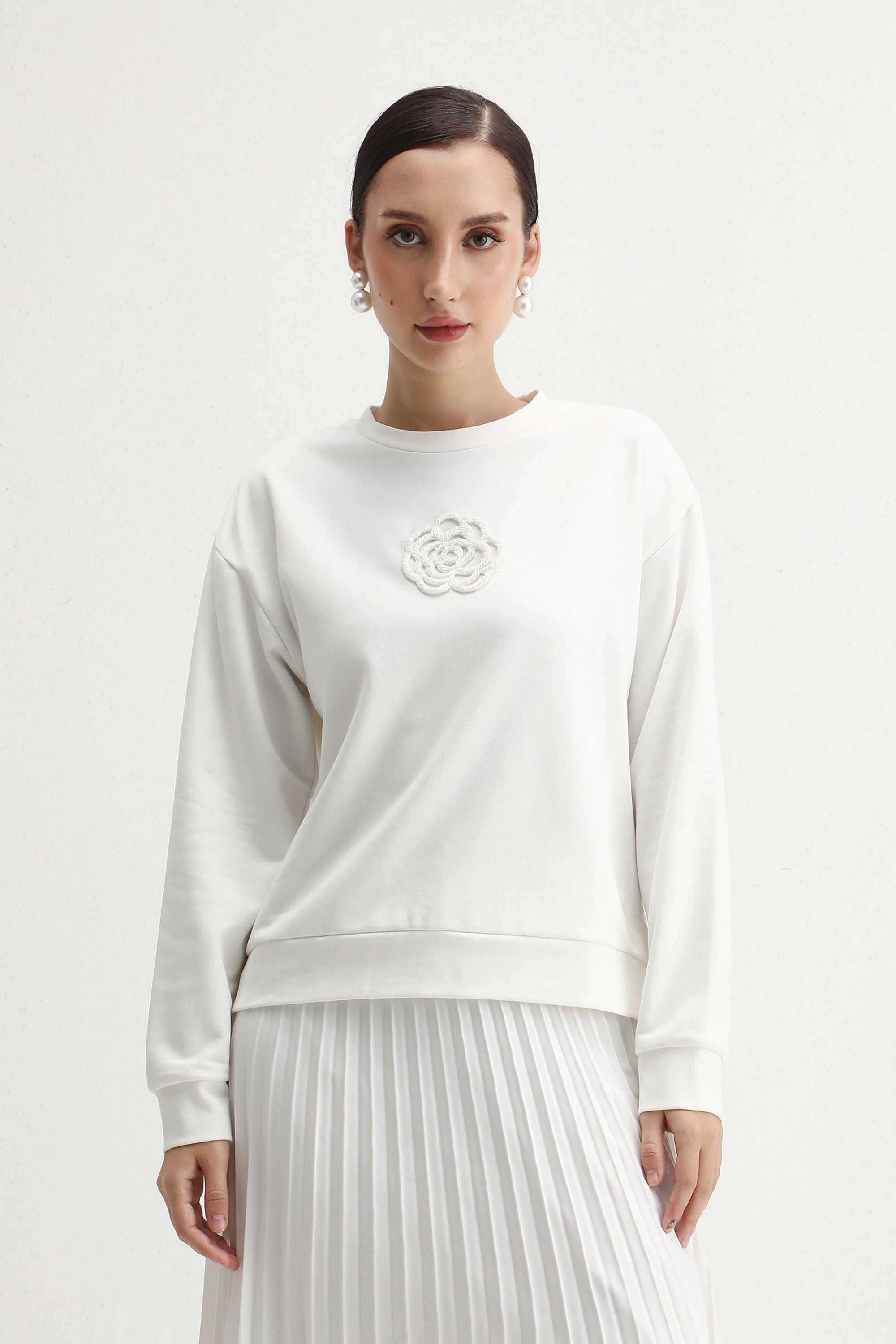 Printed-Blended-Fabric-Round-Neck-Women-s-Sweatshirt