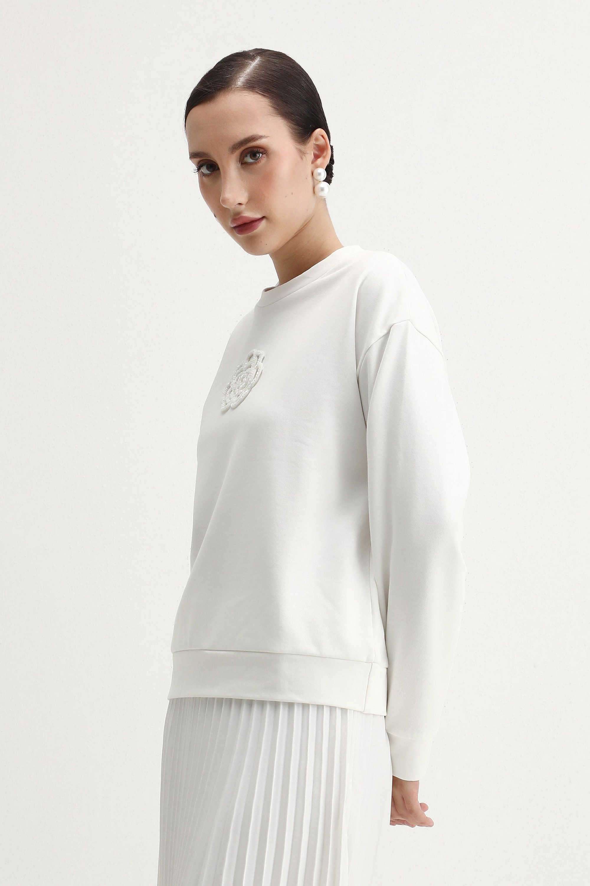 Printed-Blended-Fabric-Round-Neck-Women-s-Sweatshirt