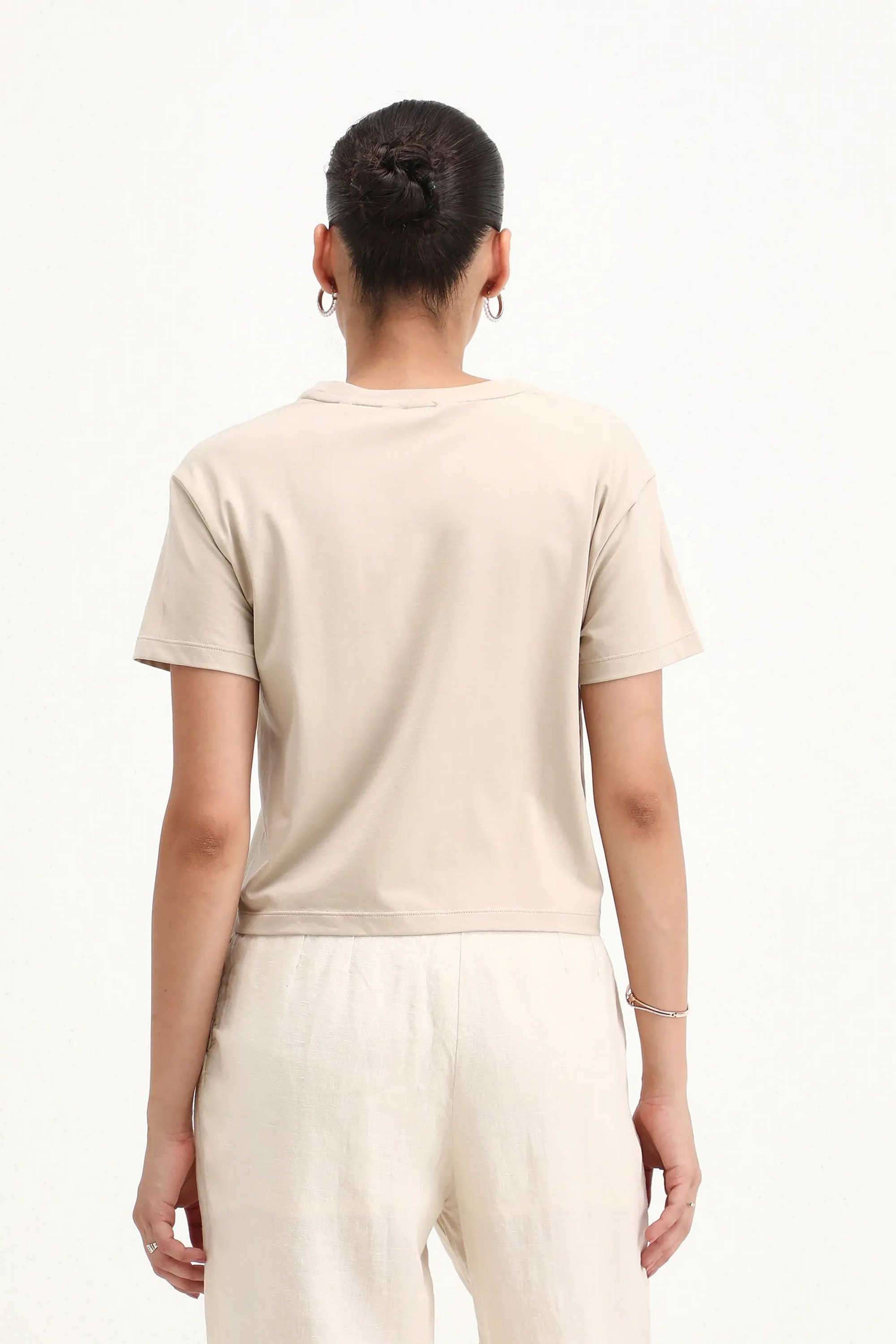 Graphic-Print-Blended-Fabric-Round-Neck-Women-s-T-Shirt