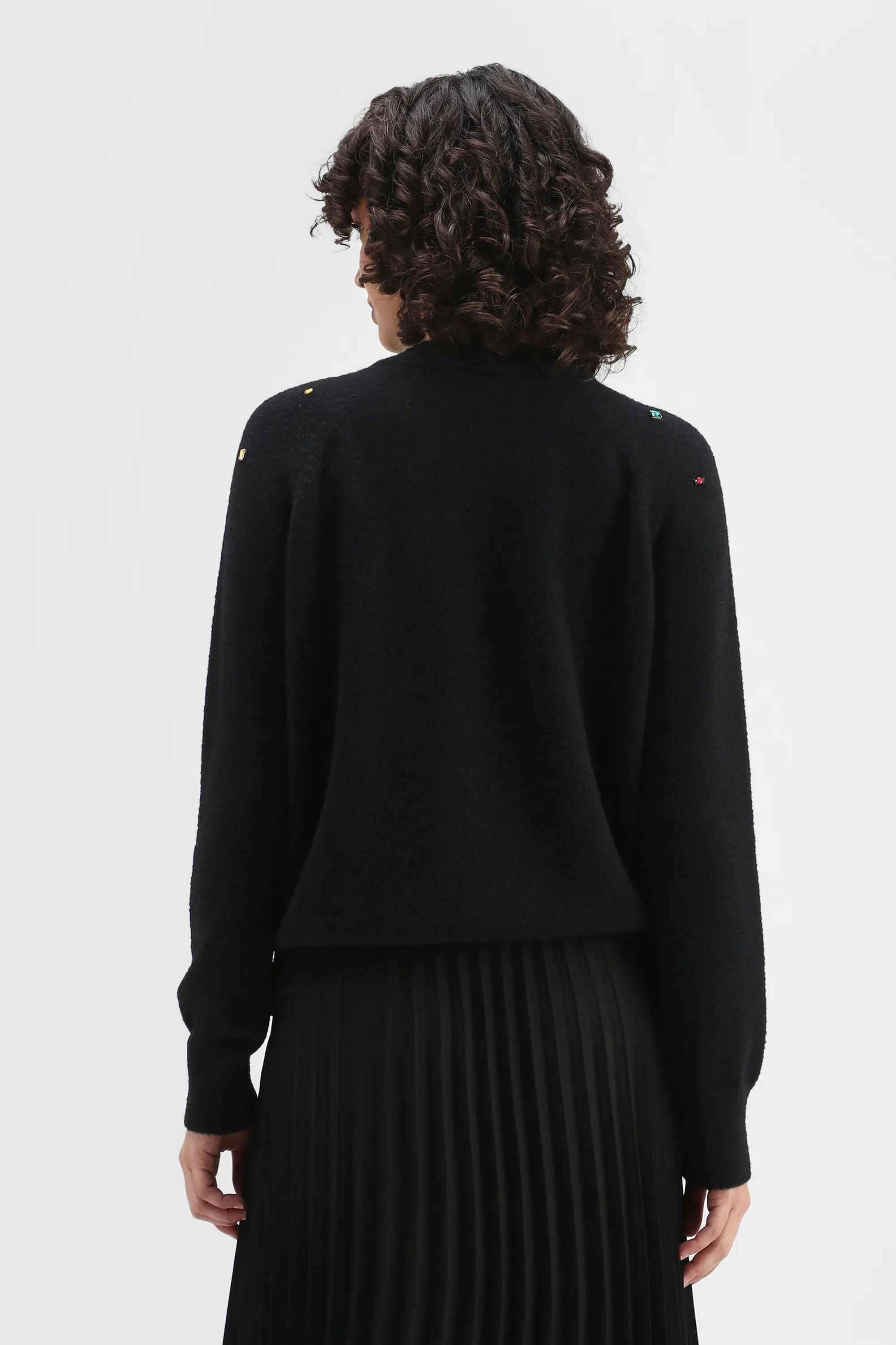 Embellished-Round-Neck-Nylon-Women-Sweater