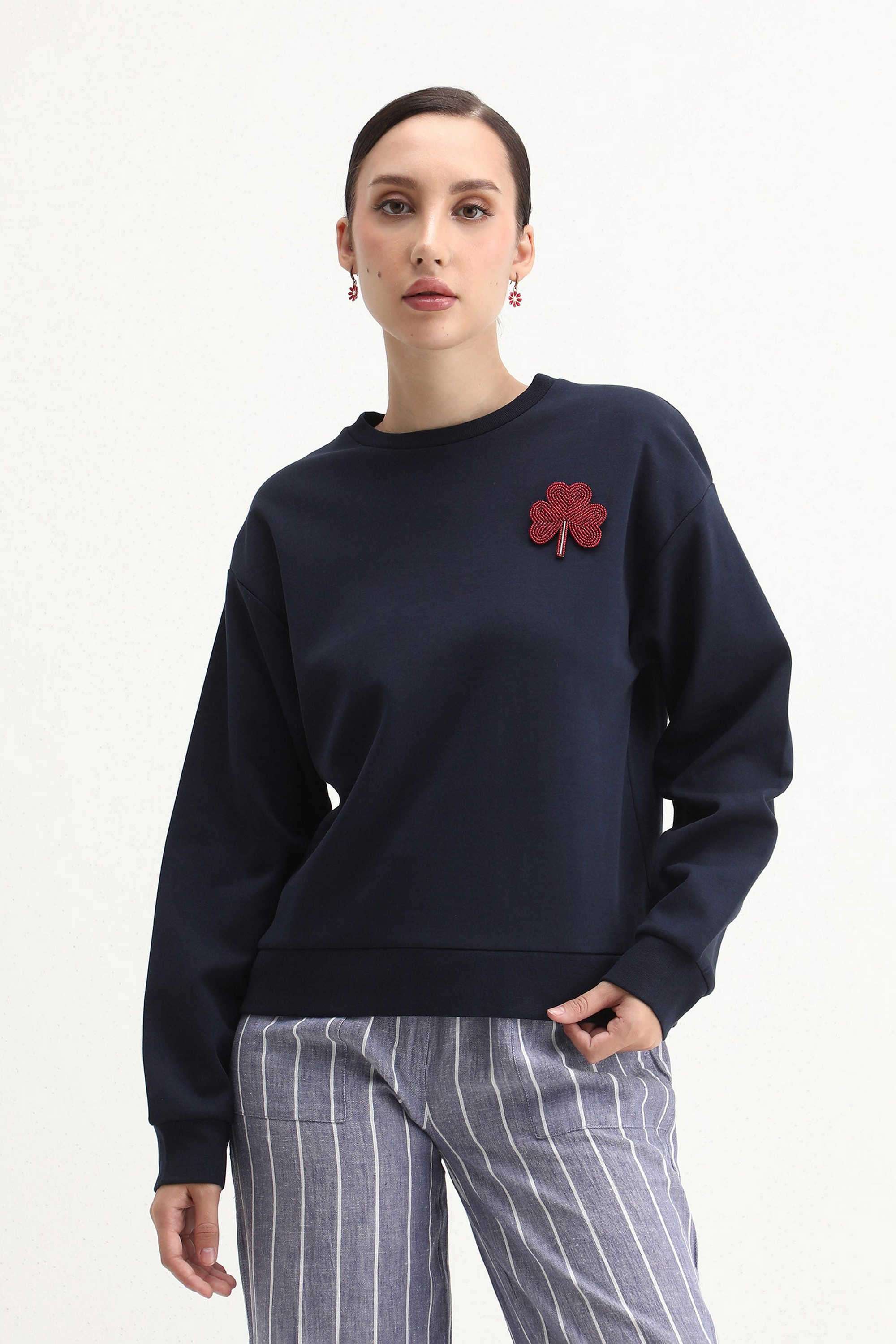 Printed-Blended-Fabric-Round-Neck-Women-s-Sweatshirt