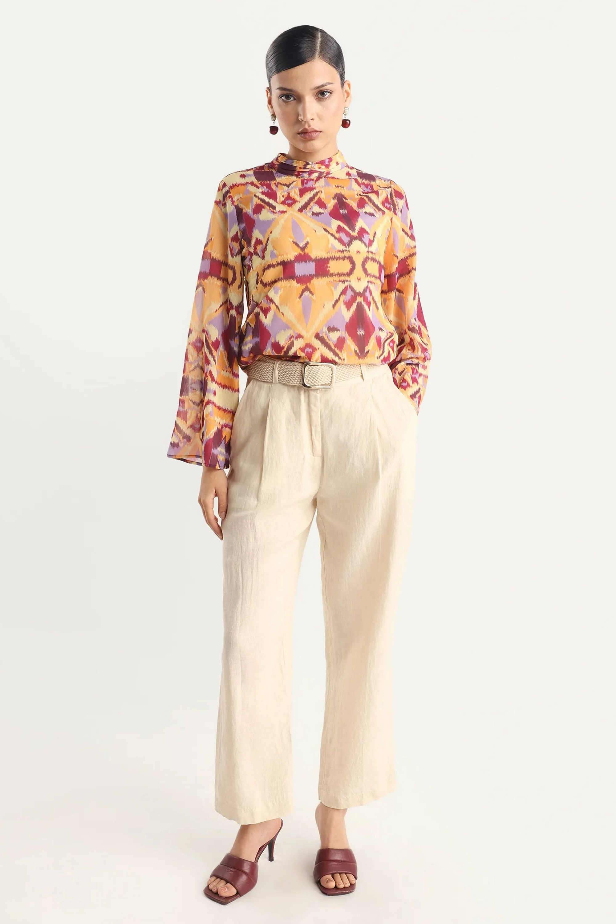 Printed-Polyester-High-Neck-Women-s-Top