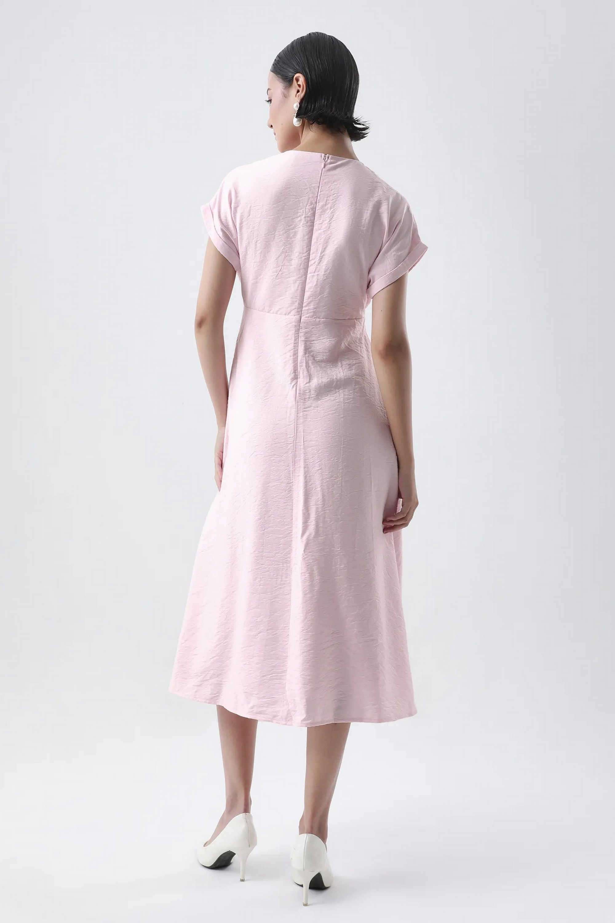 Solid-Blended-Fabric-Women-s-Dress