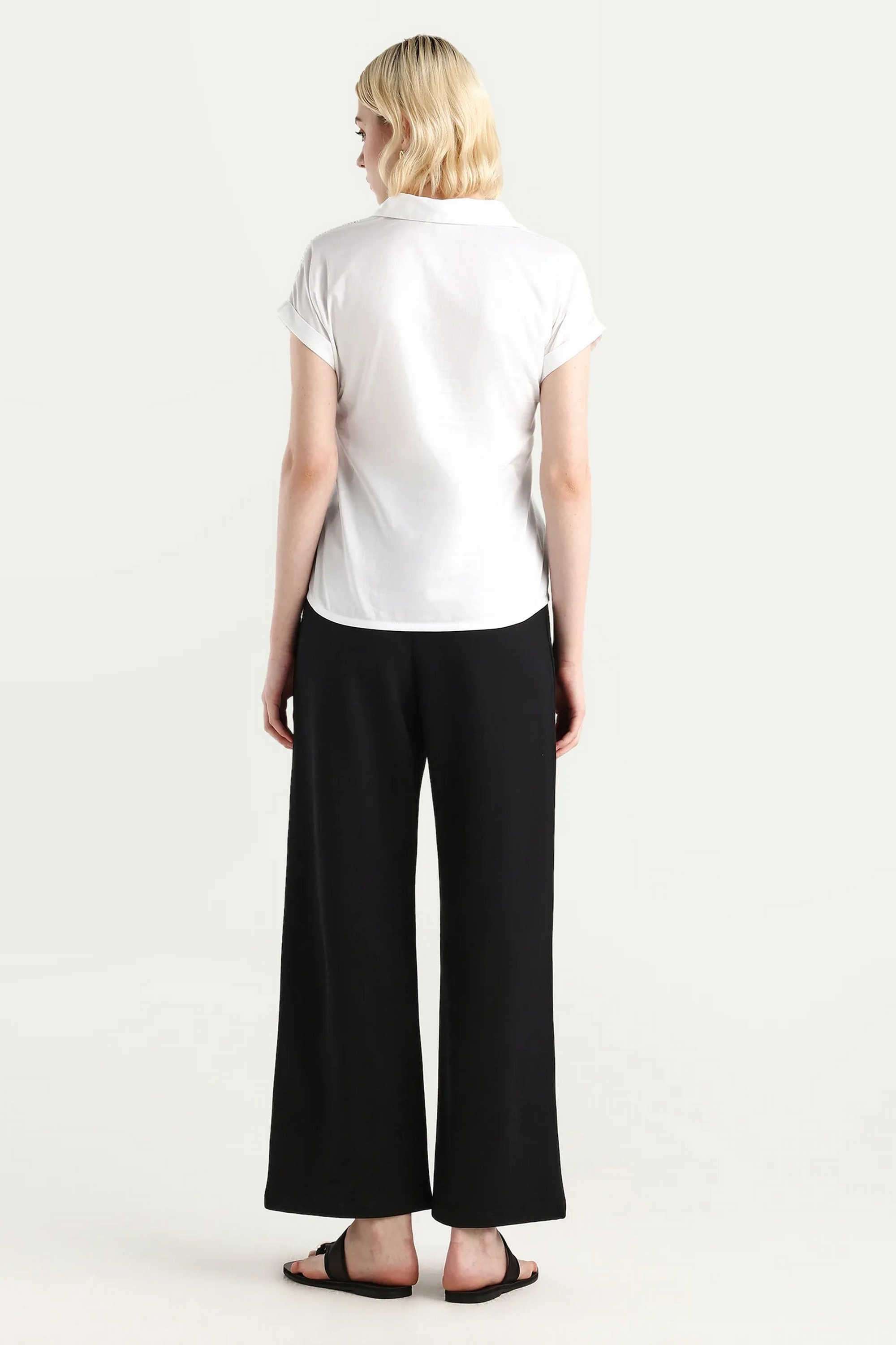 Solid-Straight-Fit-Nylon-Women-s-Casual-Wear-Trousers
