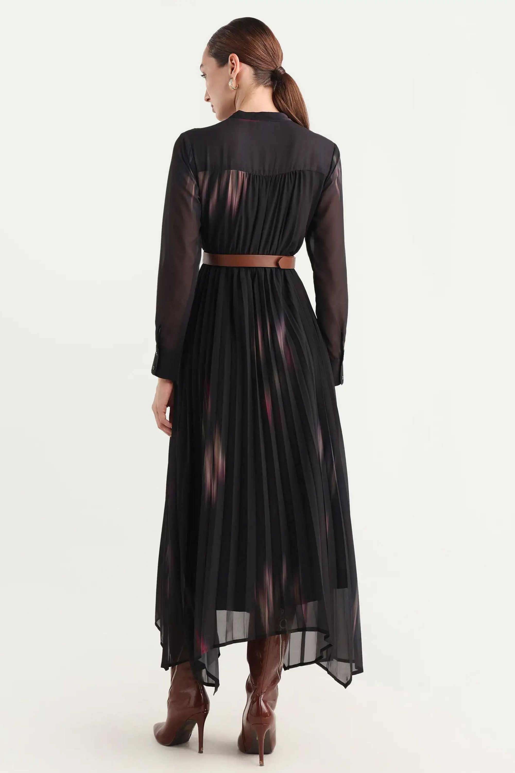 Printed-Polyester-V-Neck-Women-s-Dress