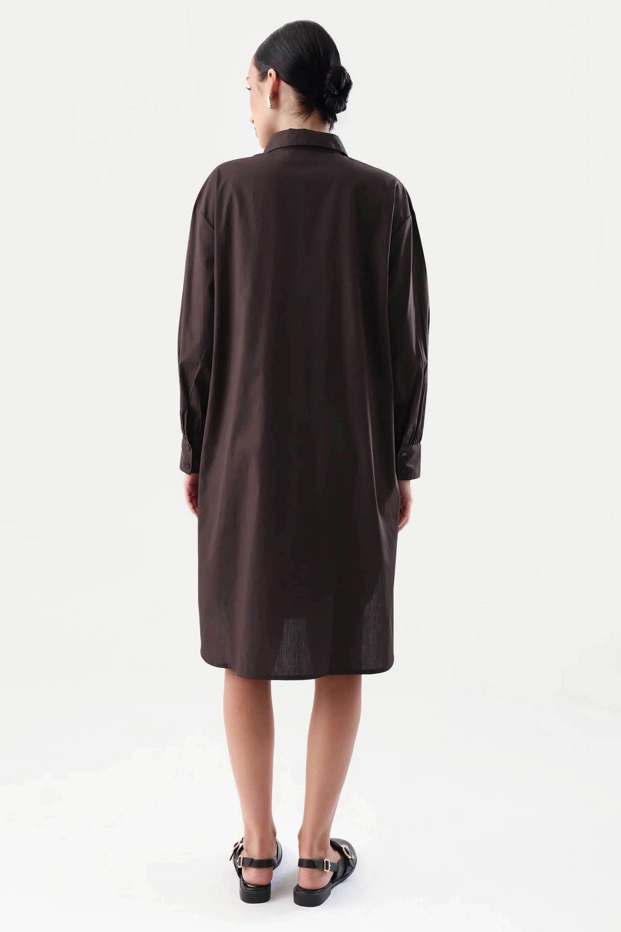 Solid-Cotton-Collared-Women-s-Dress