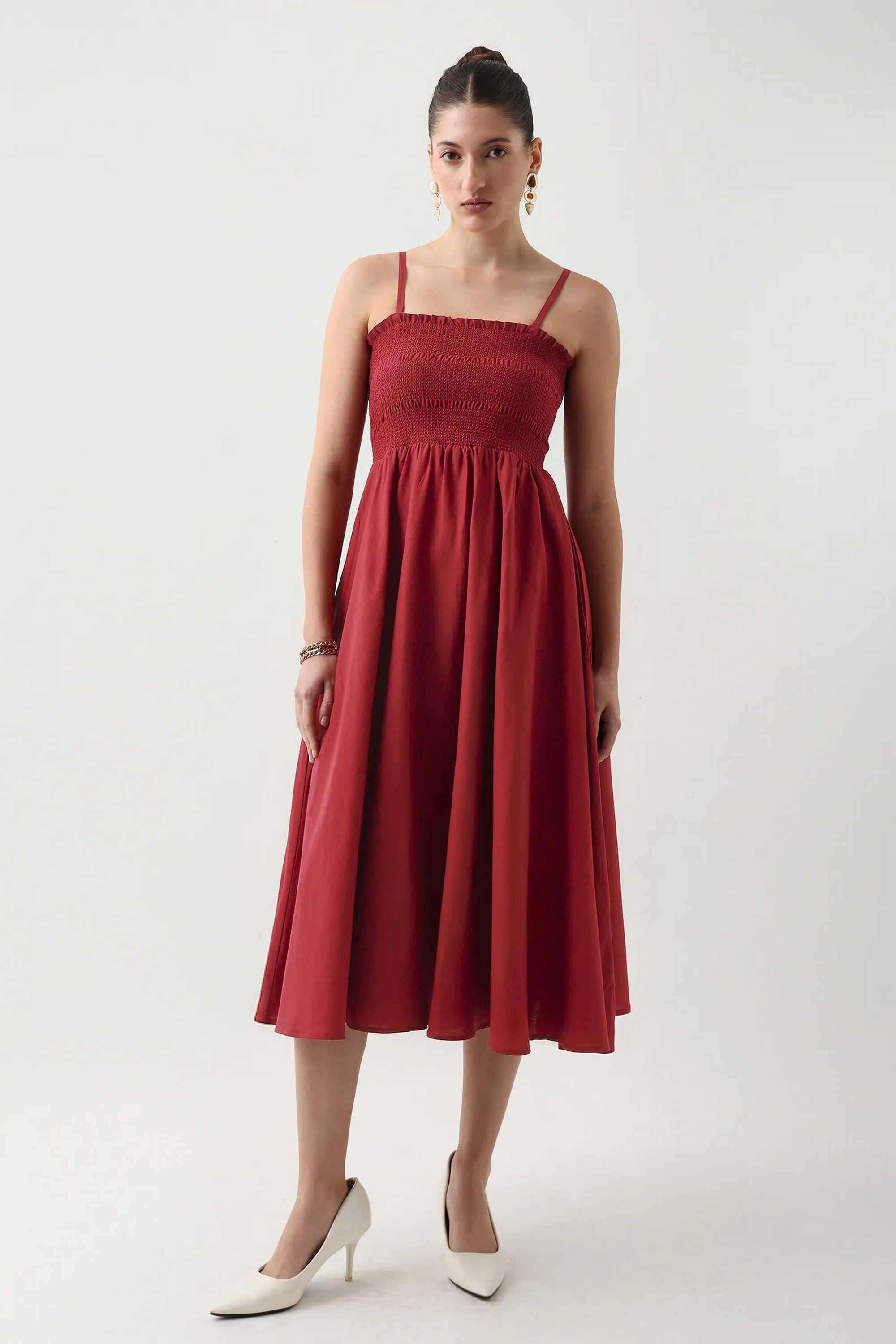 Solid-Blended-Fabric-Women-s-Dress
