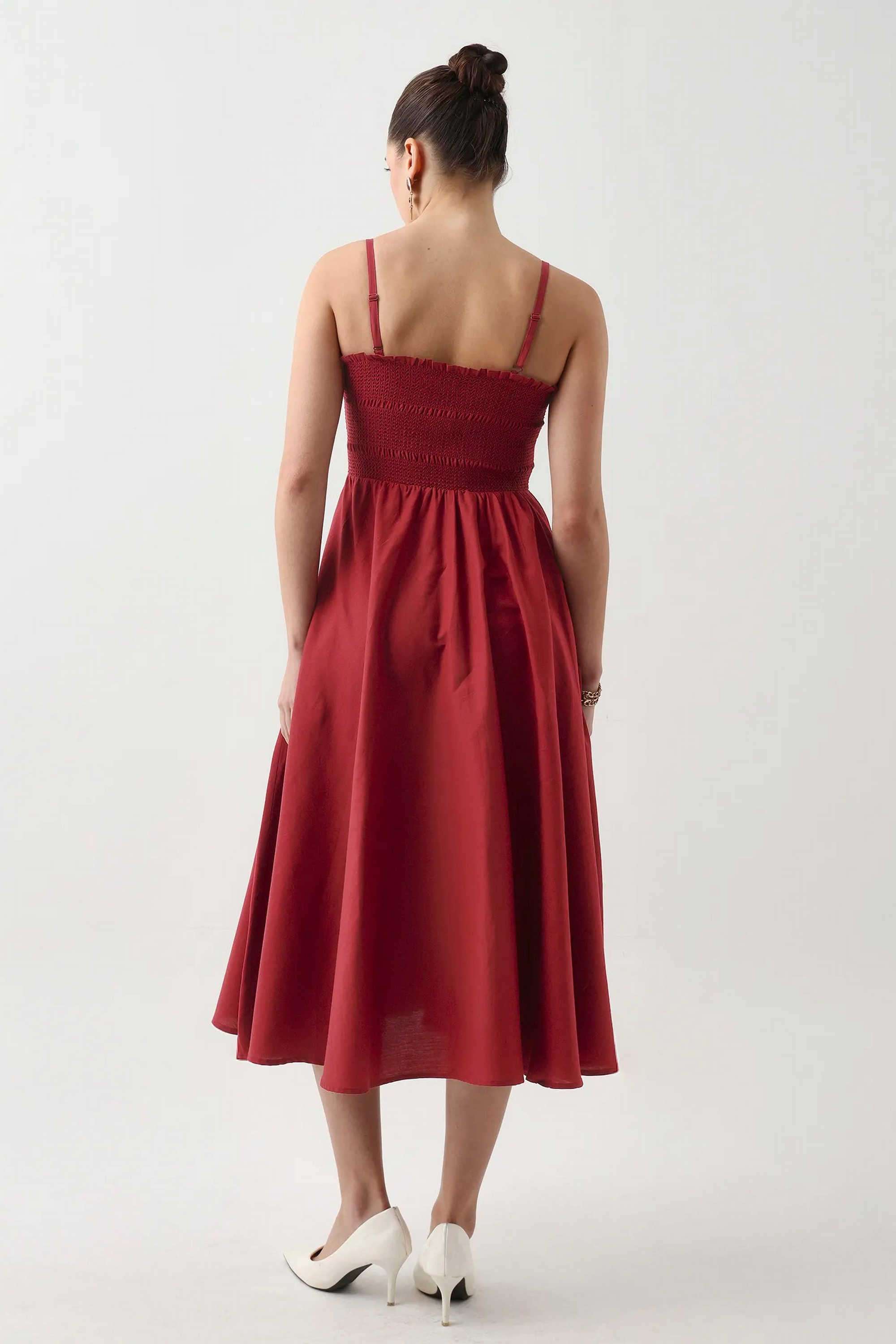 Solid-Blended-Fabric-Women-s-Dress