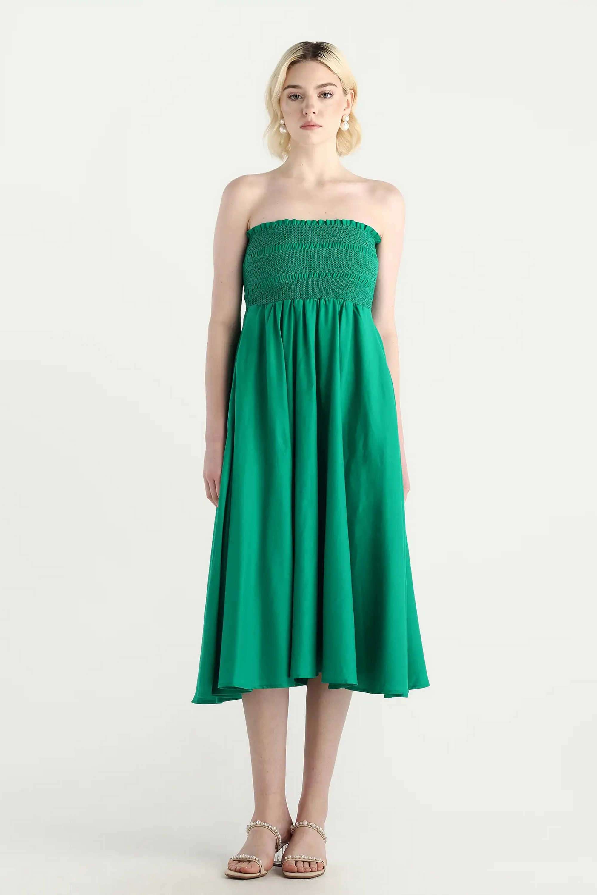 Solid-Viscose-Sweetheart-Neck-Women-s-Dress