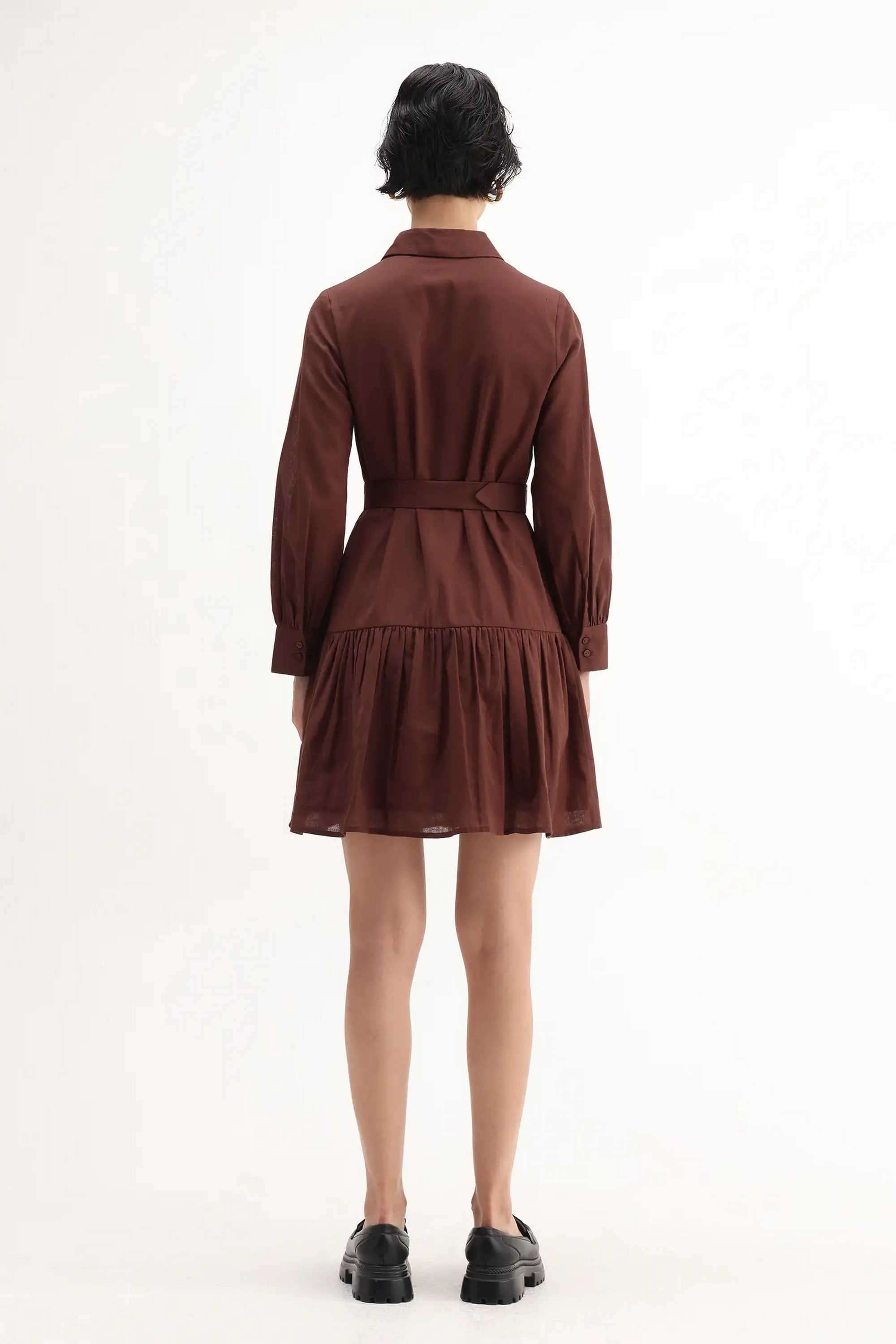 Solid-Cotton-Collared-Women-s-Dress