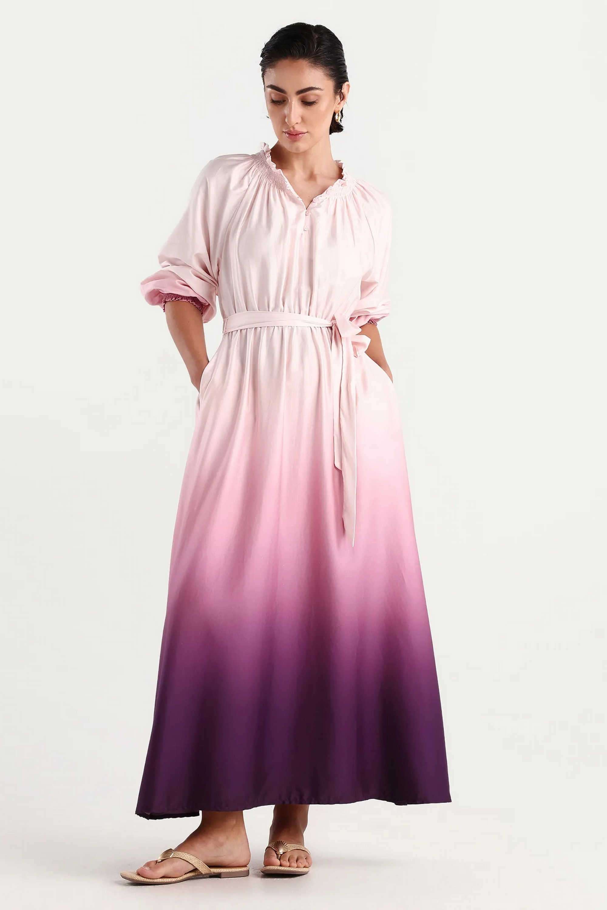 Printed-Blended-Fabric-Women-s-Dress