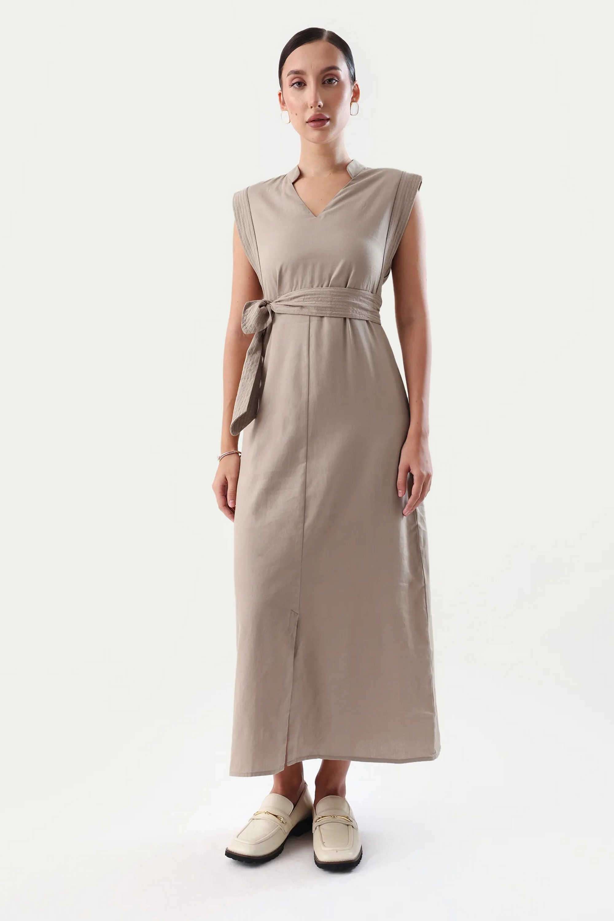 Solid-Cotton-Collared-Women-s-Dress