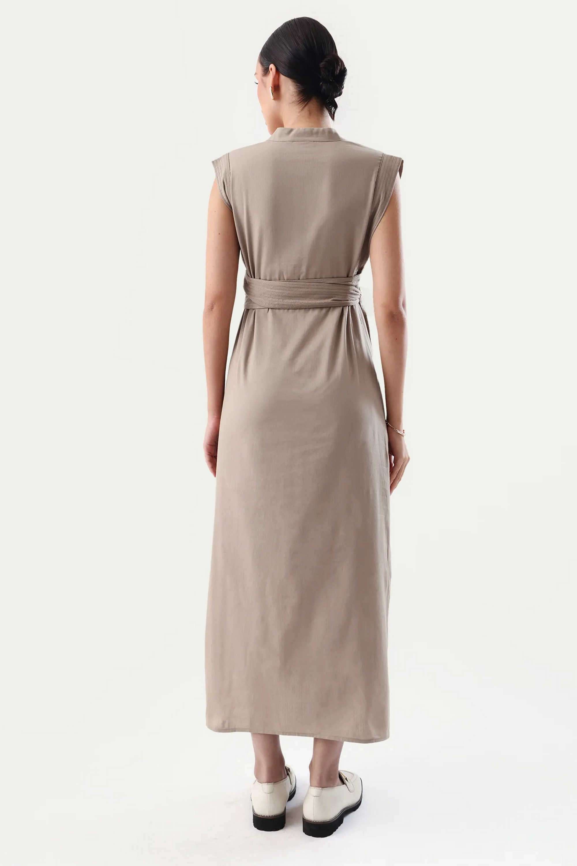 Solid-Cotton-Collared-Women-s-Dress