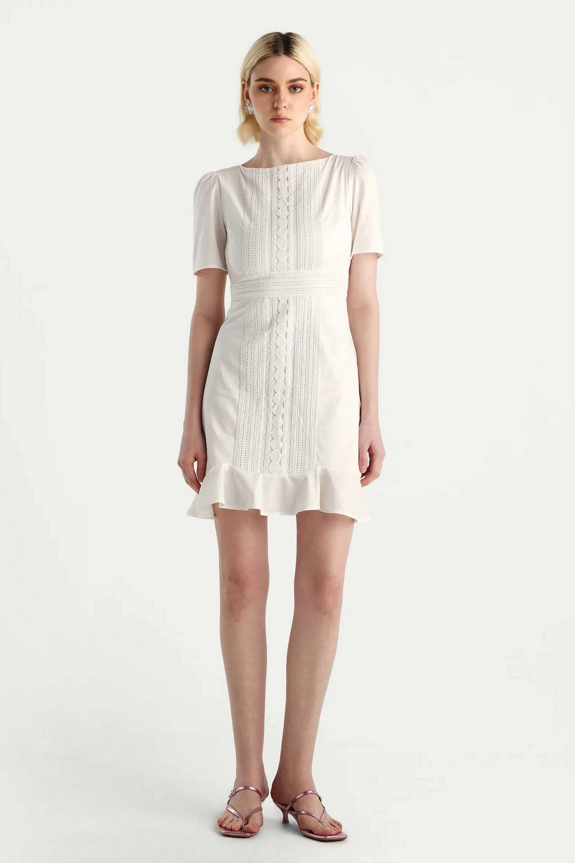 Solid-Blended-Fabric-Round-Neck-Women-s-Dress