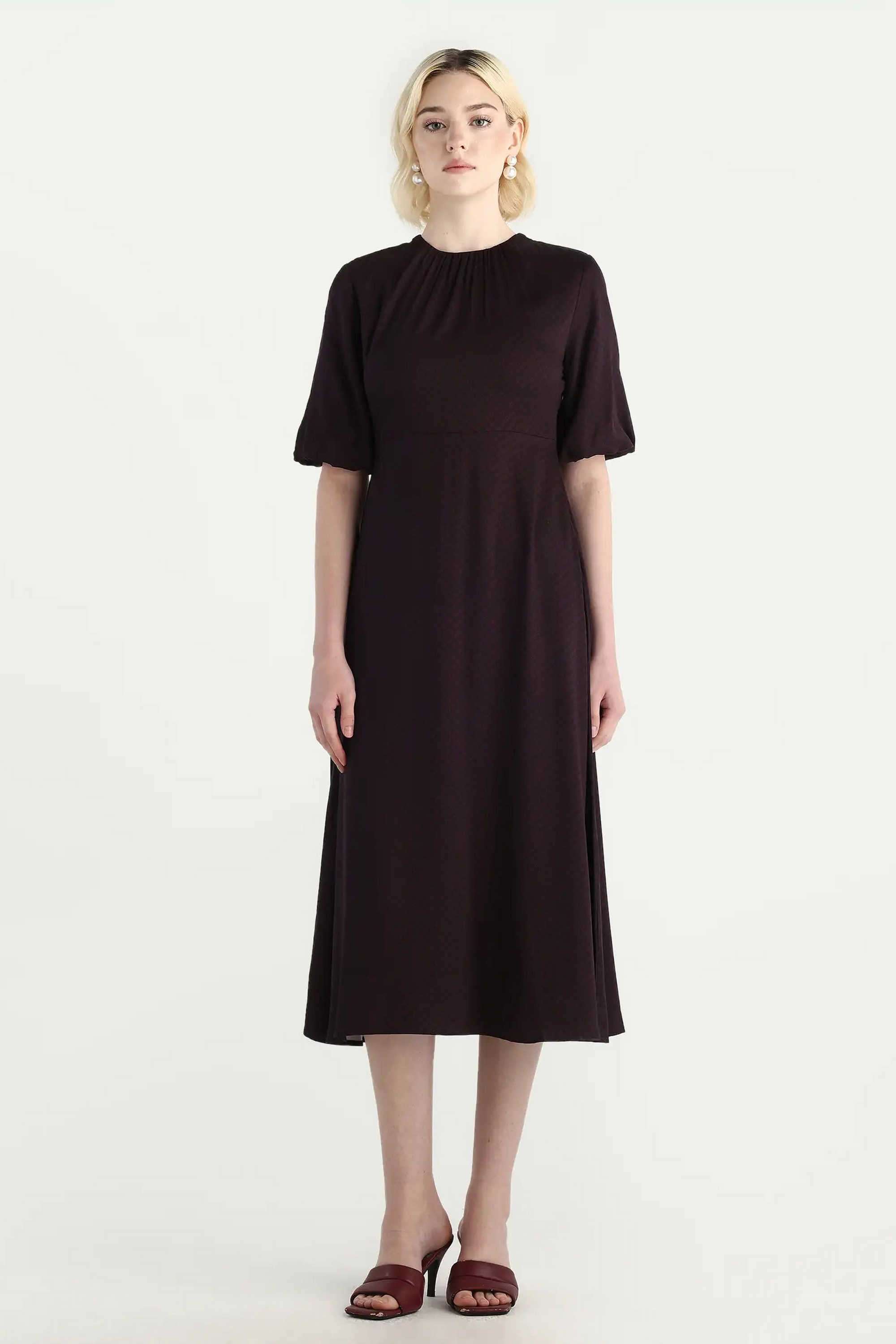 Printed-Viscose-Round-Neck-Women-s-Dress