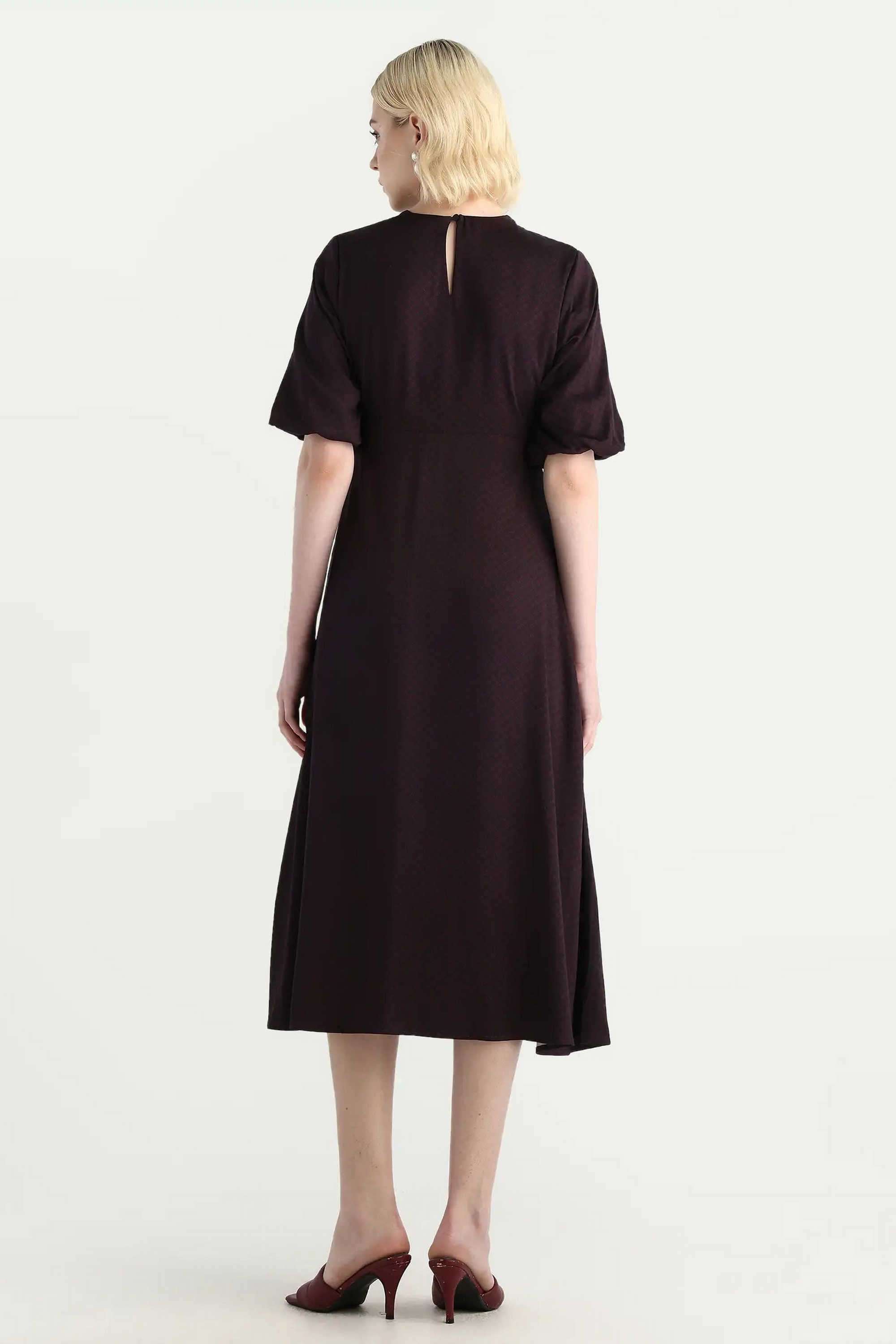 Printed-Viscose-Round-Neck-Women-s-Dress