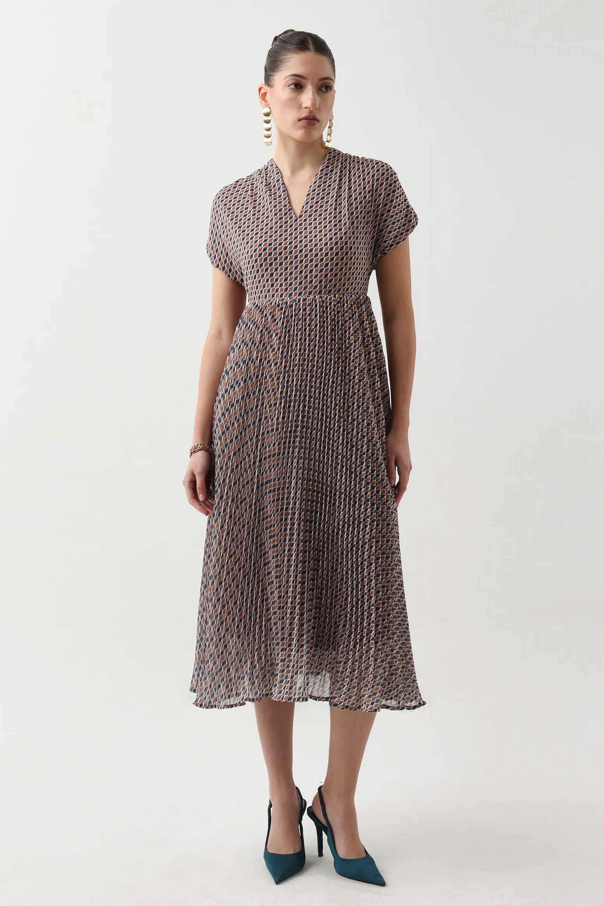 Printed-Polyester-Sweetheart-Neck-Women-s-Dress