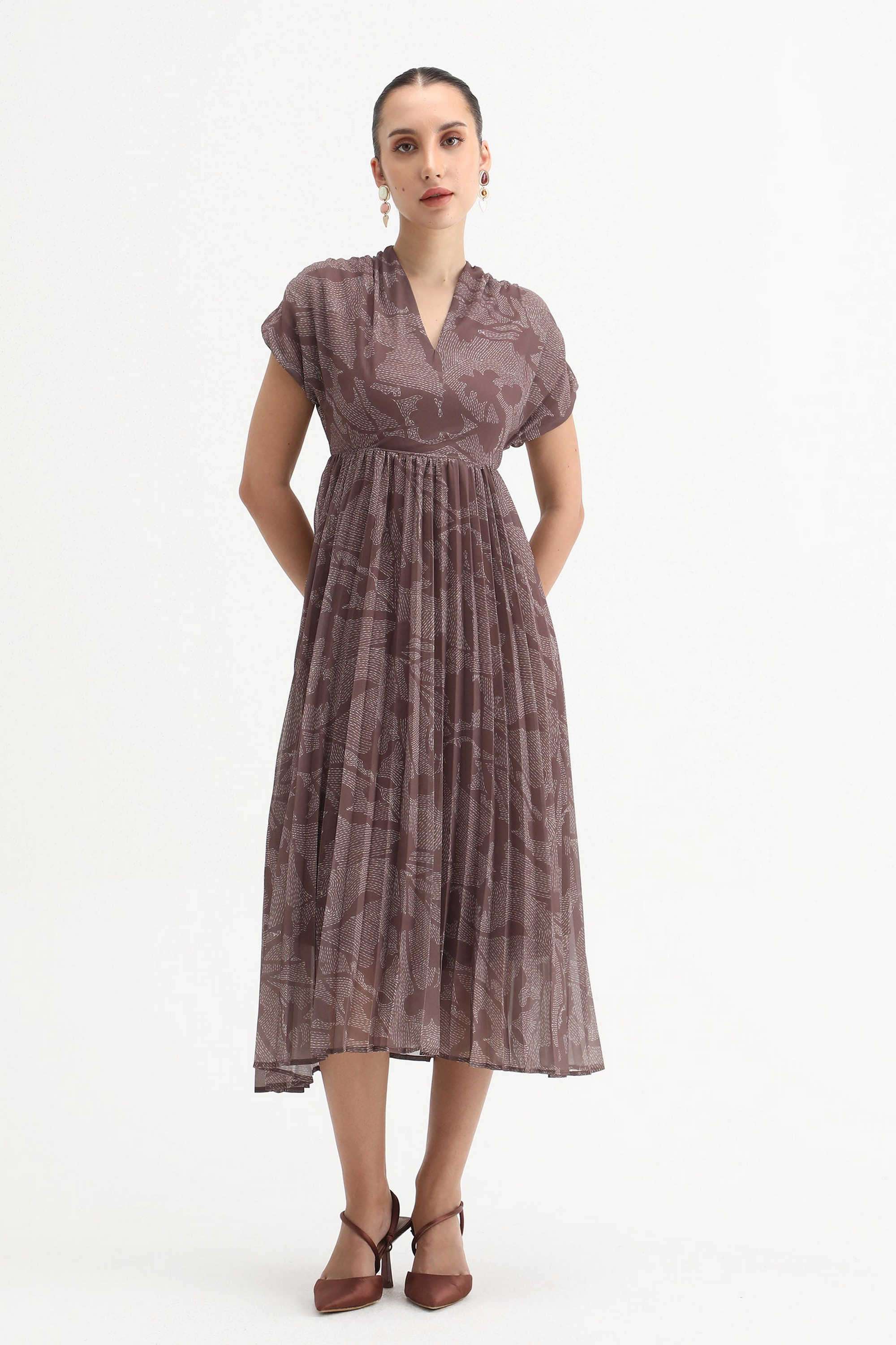 Printed-Cotton-V-Neck-Women-s-Dress