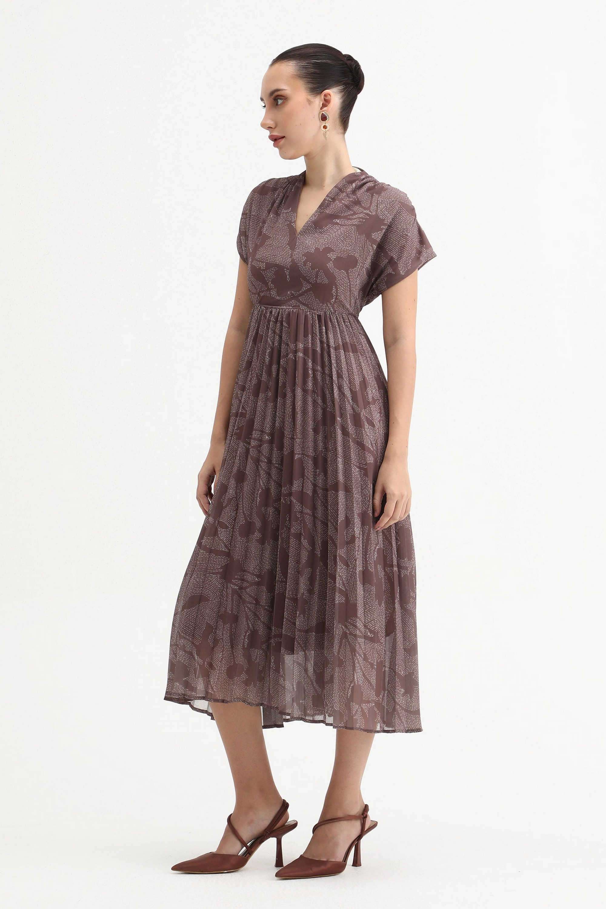 Printed-Cotton-V-Neck-Women-s-Dress