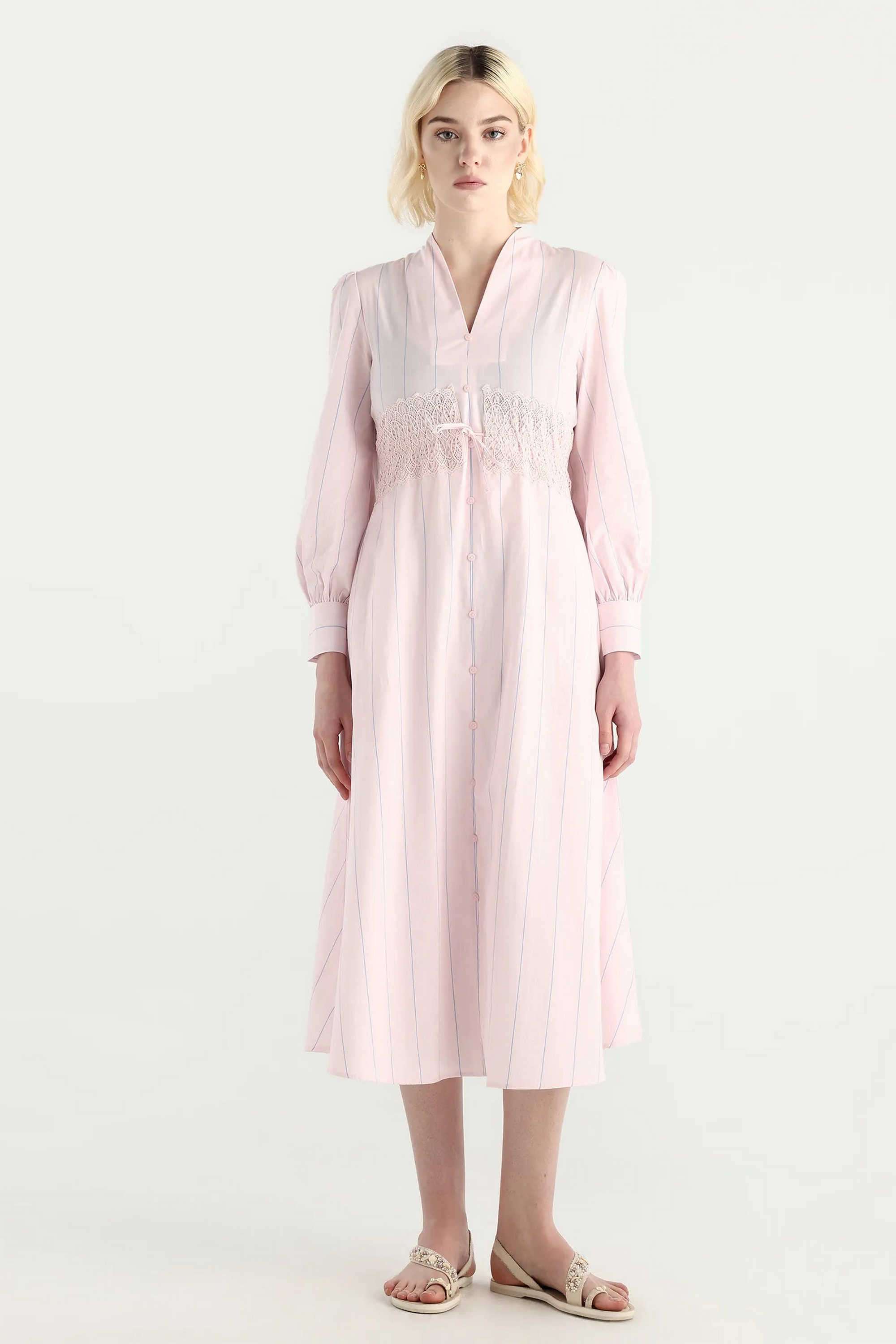 Solid-Cotton-High-Neck-Women-s-Dress