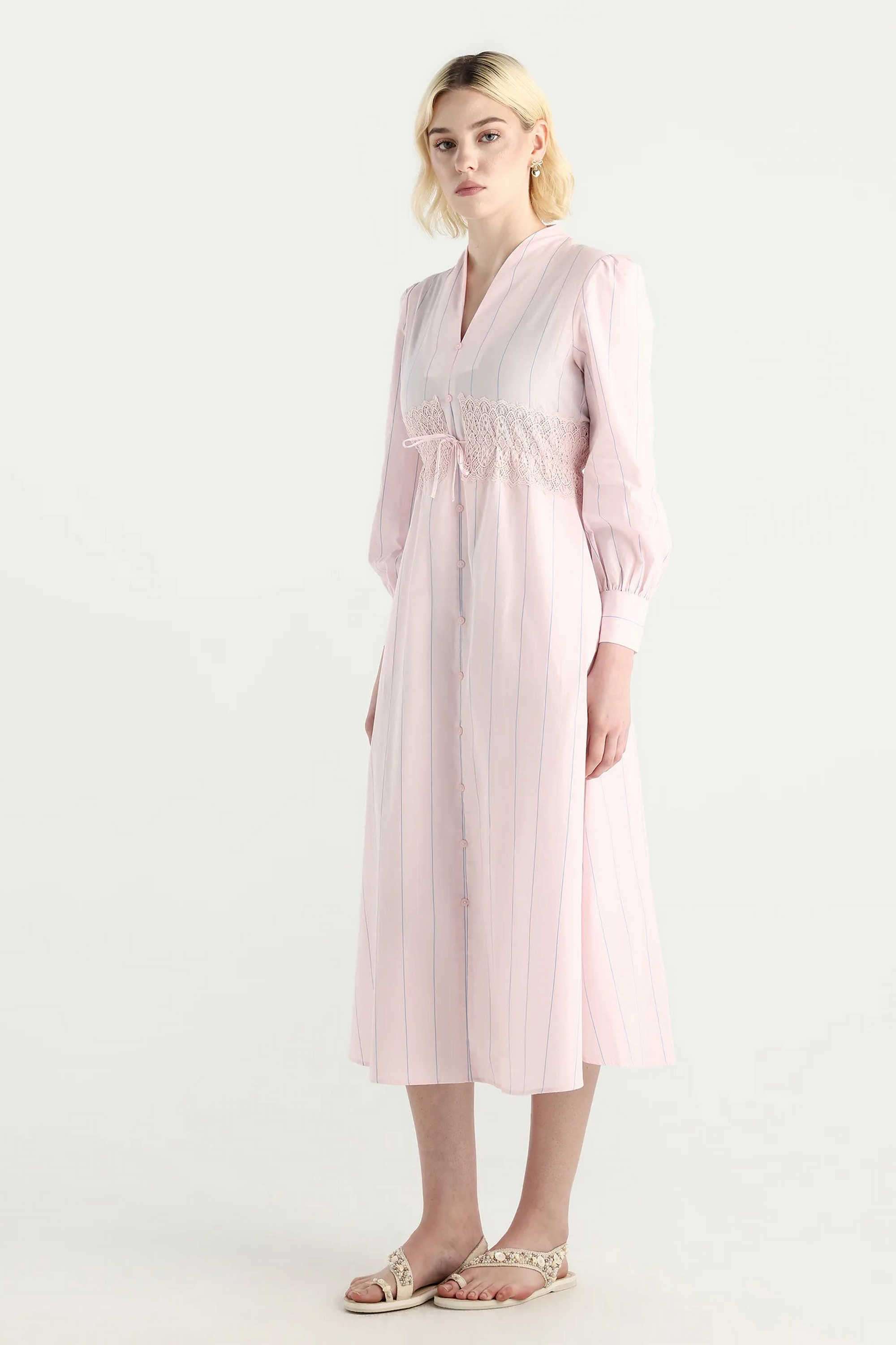 Solid-Cotton-High-Neck-Women-s-Dress