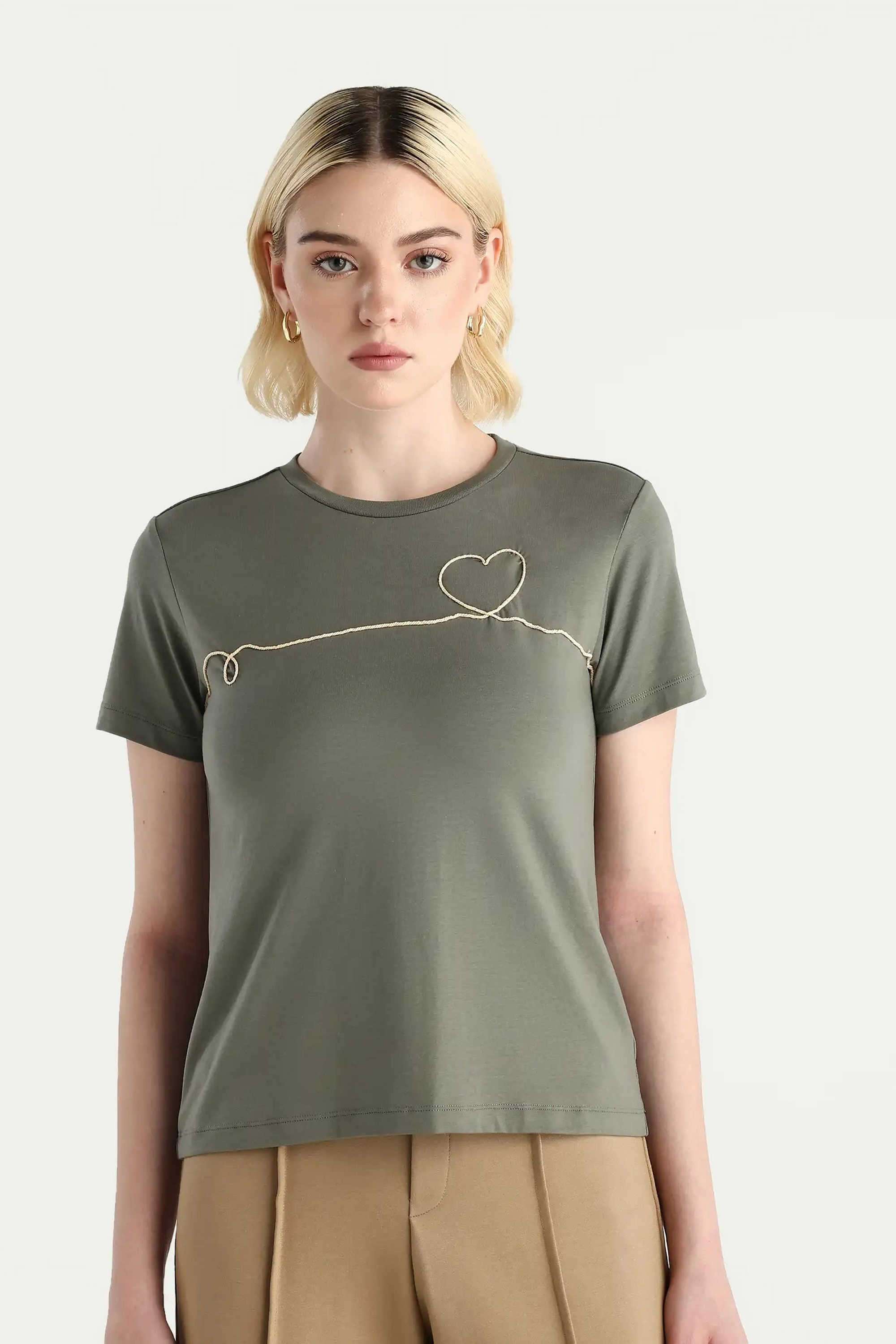 Printed-Blended-Fabric-Round-Neck-Women-s-T-Shirt