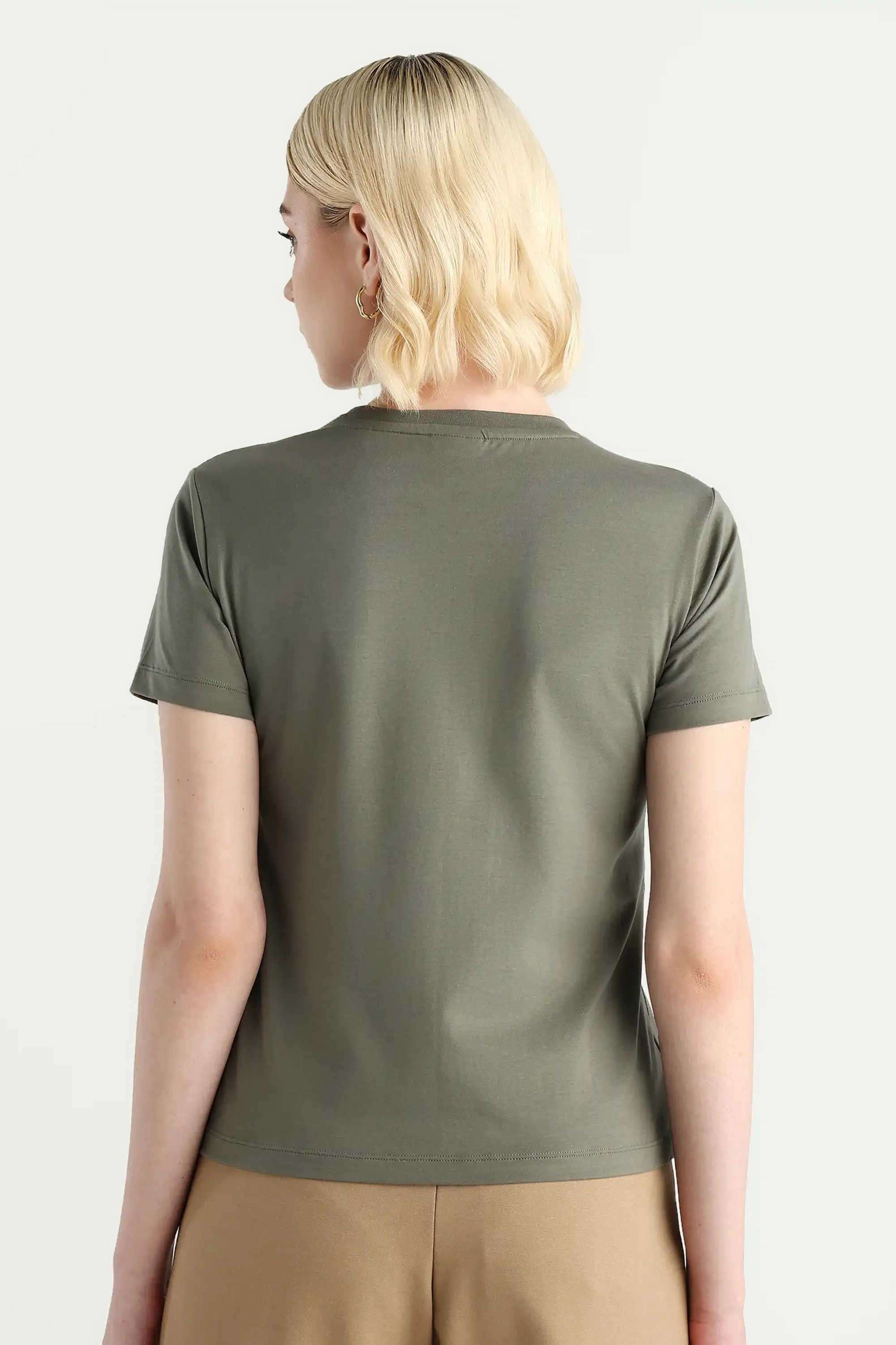 Printed-Blended-Fabric-Round-Neck-Women-s-T-Shirt