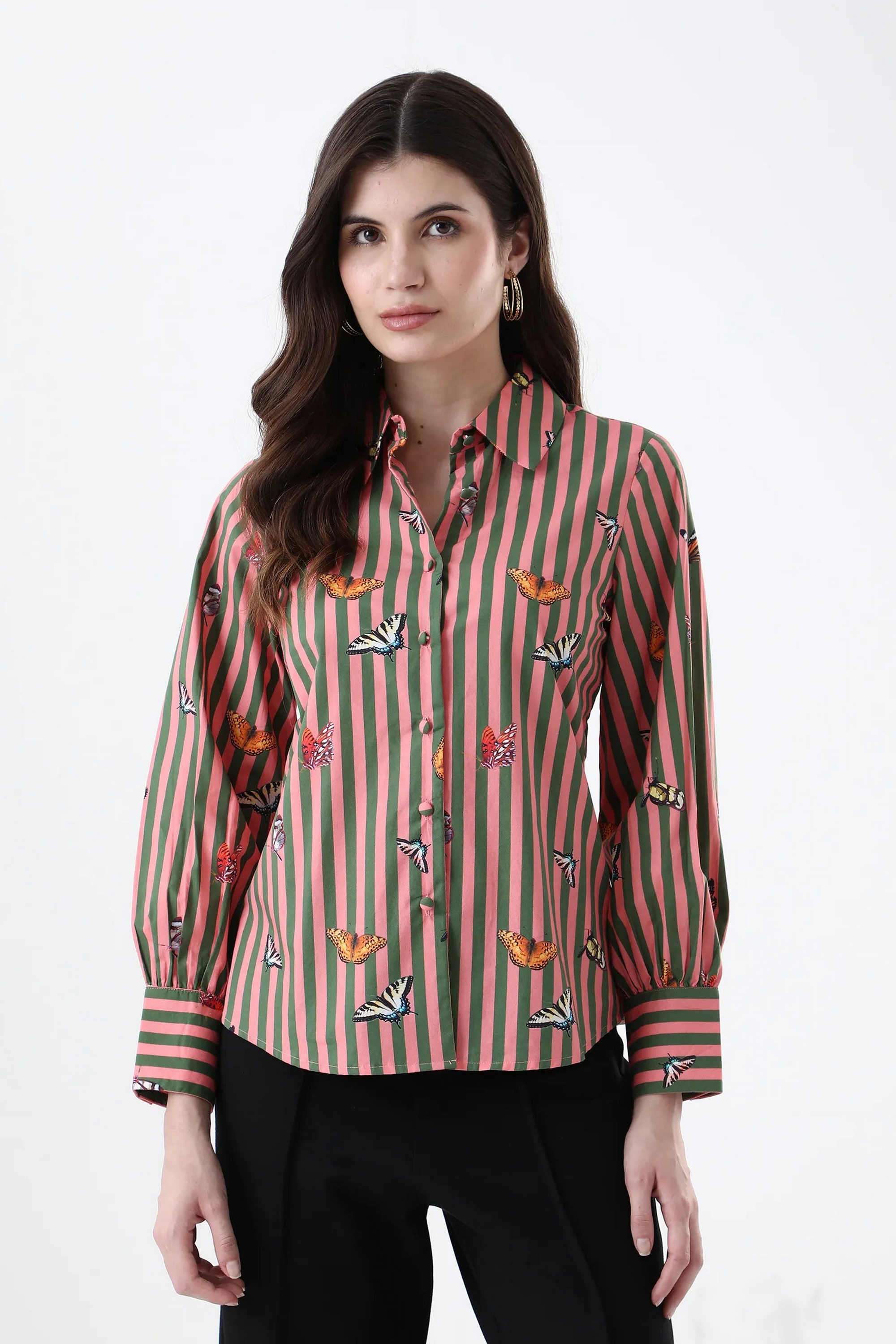 Stripes-Cotton-Collared-Women-s-Top