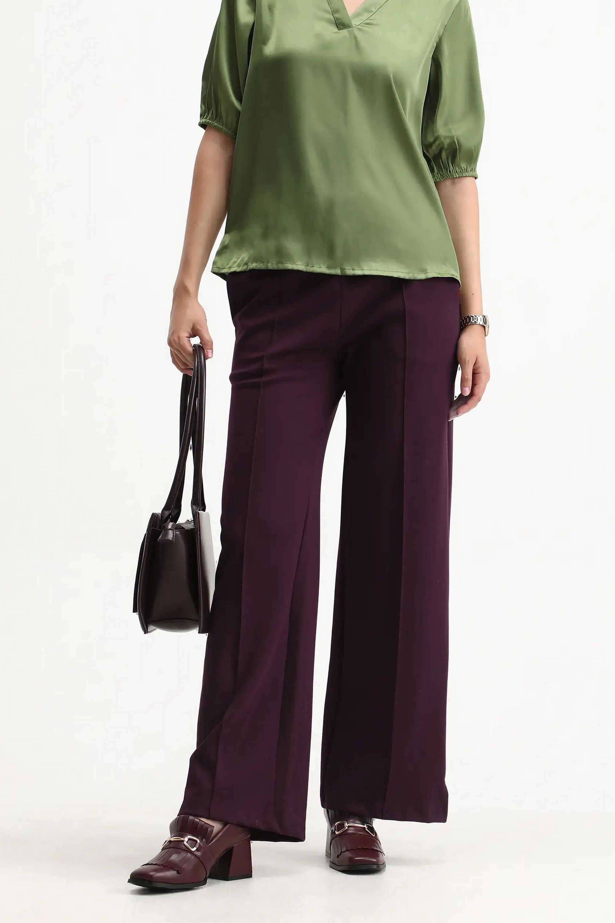 Solid-Straight-Fit-Blended-Fabric-Women-s-Casual-Wear-Track-Pants