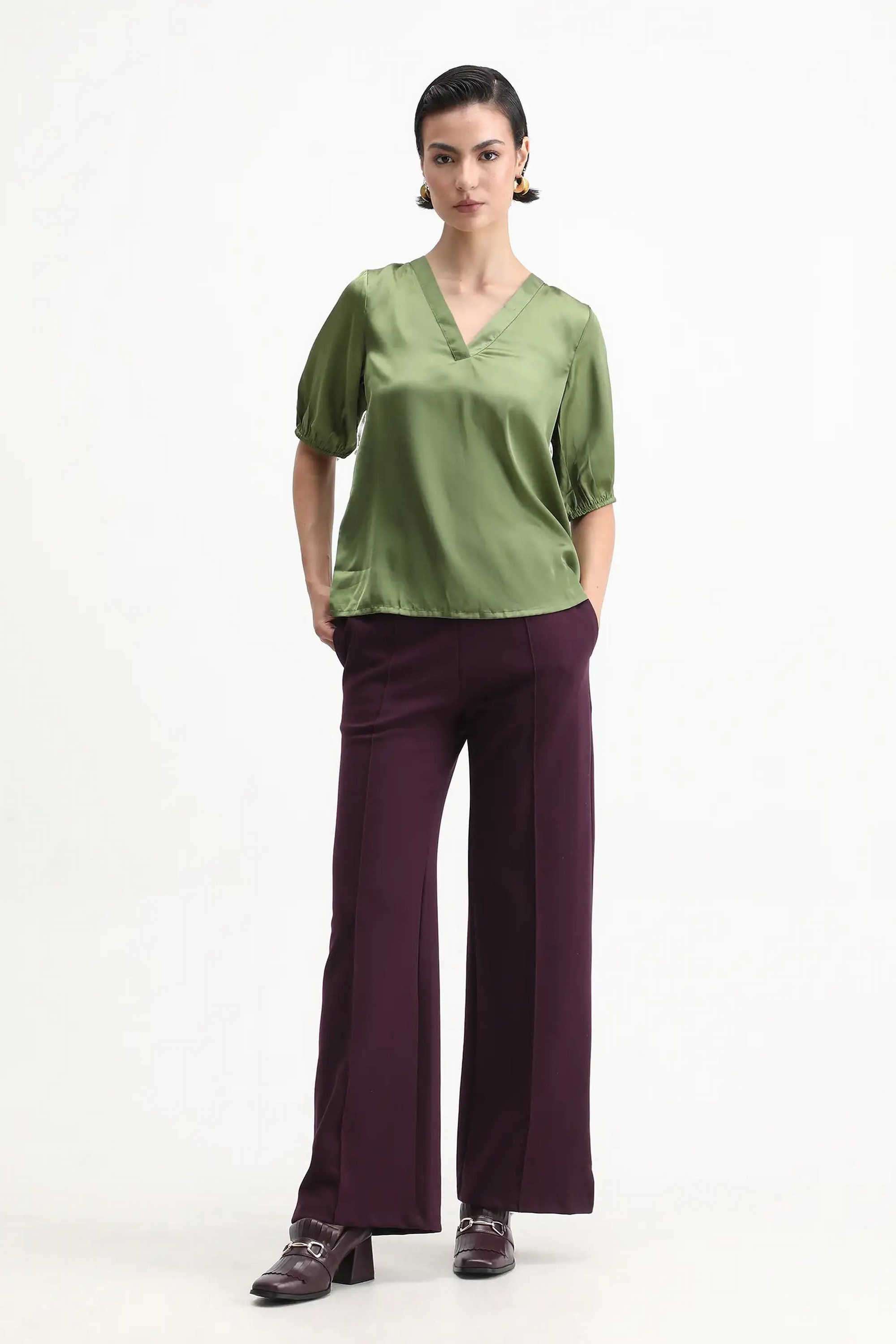 Solid-Straight-Fit-Blended-Fabric-Women-s-Casual-Wear-Track-Pants