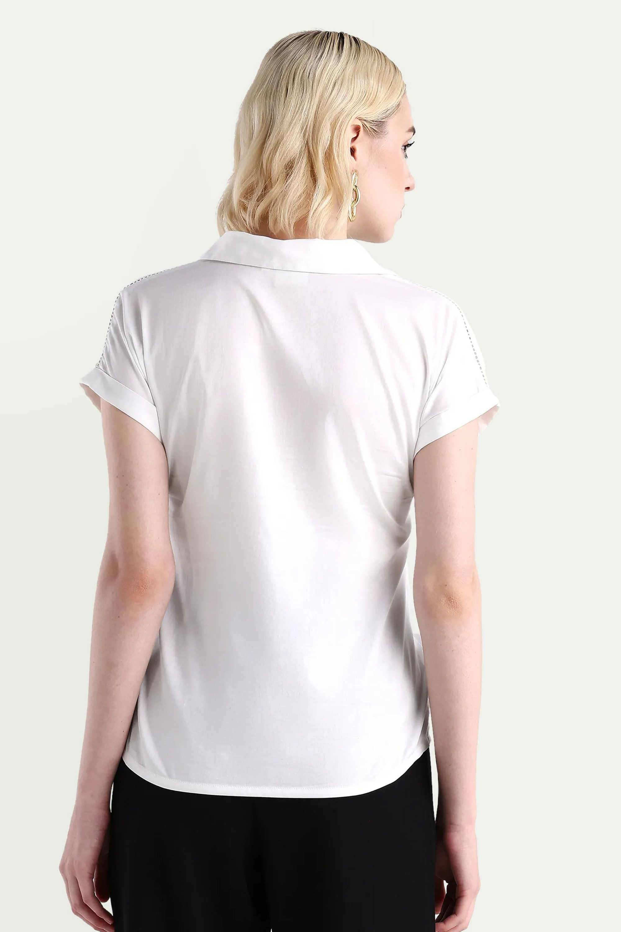 Solid-Cotton-Collared-Women-s-Top