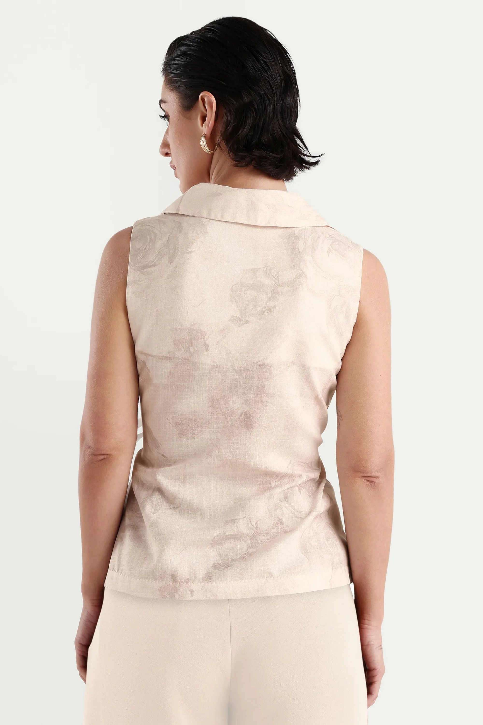 Printed-Polyester-Collared-Women-s-Top