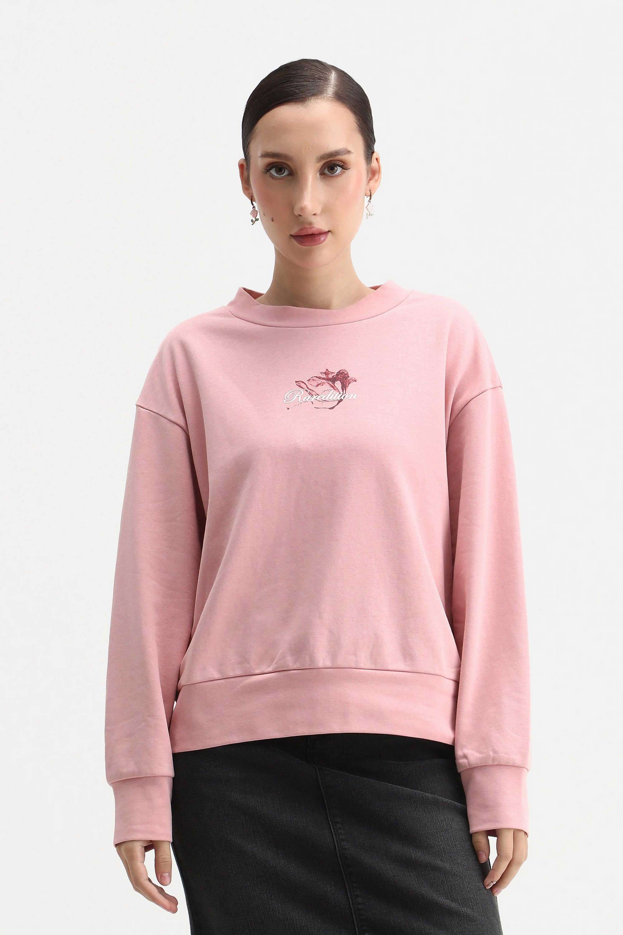 Graphic-Print-Blended-Fabric-Round-Neck-Women-s-Sweatshirt