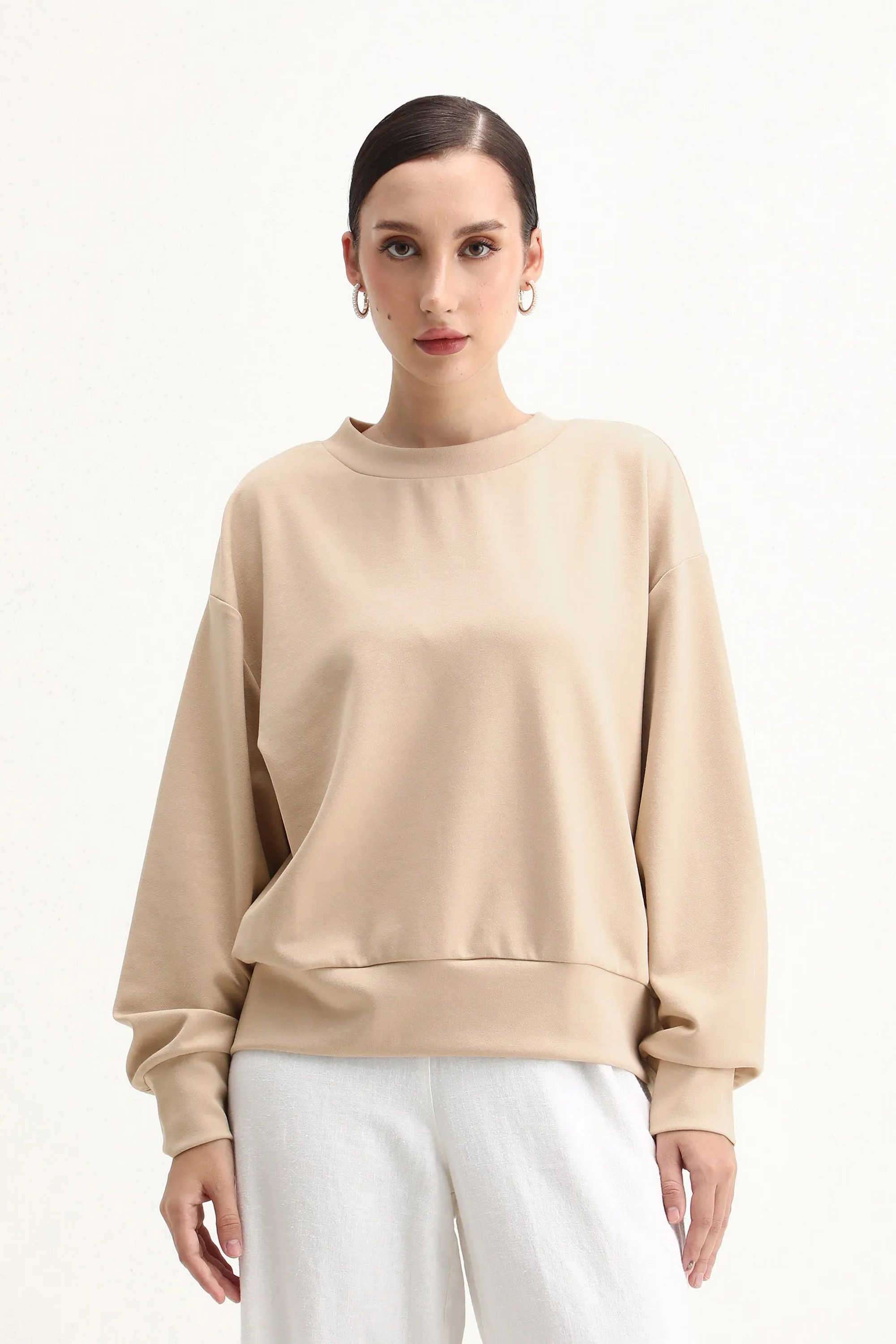 Printed-Blended-Fabric-Round-Neck-Women-s-Sweatshirt