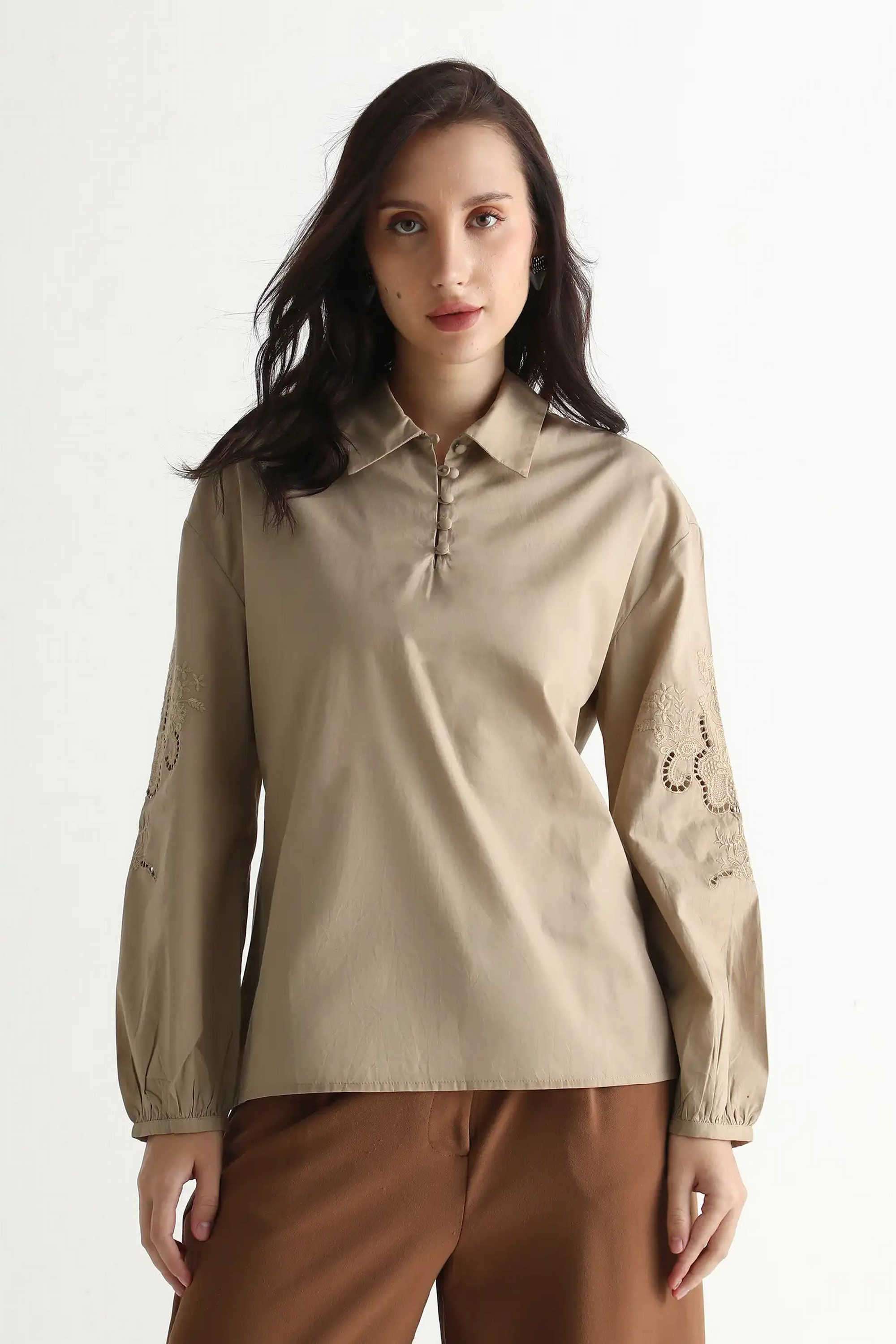 Embroidered-Cotton-Collared-Women-s-Top