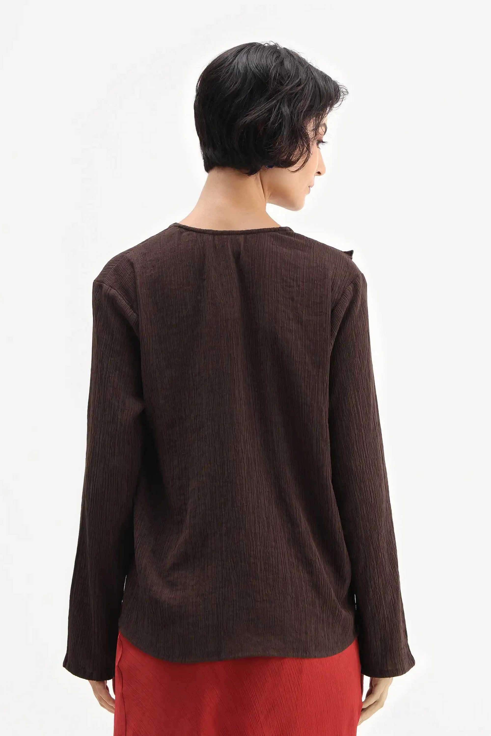 Solid-Viscose-Round-Neck-Women-s-Top