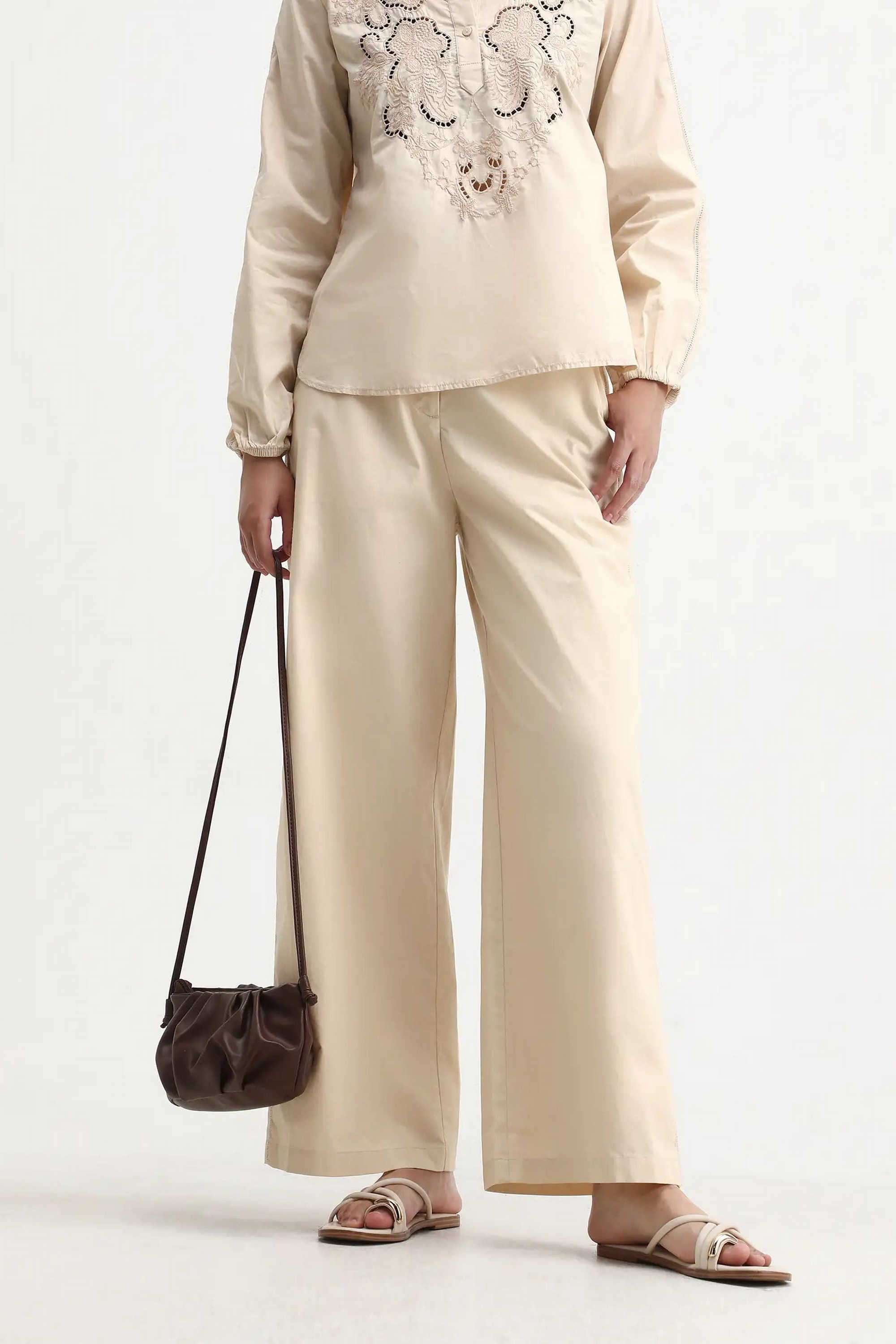 Embroidered-Straight-Fit-Cotton-Women-s-Casual-Wear-Trousers