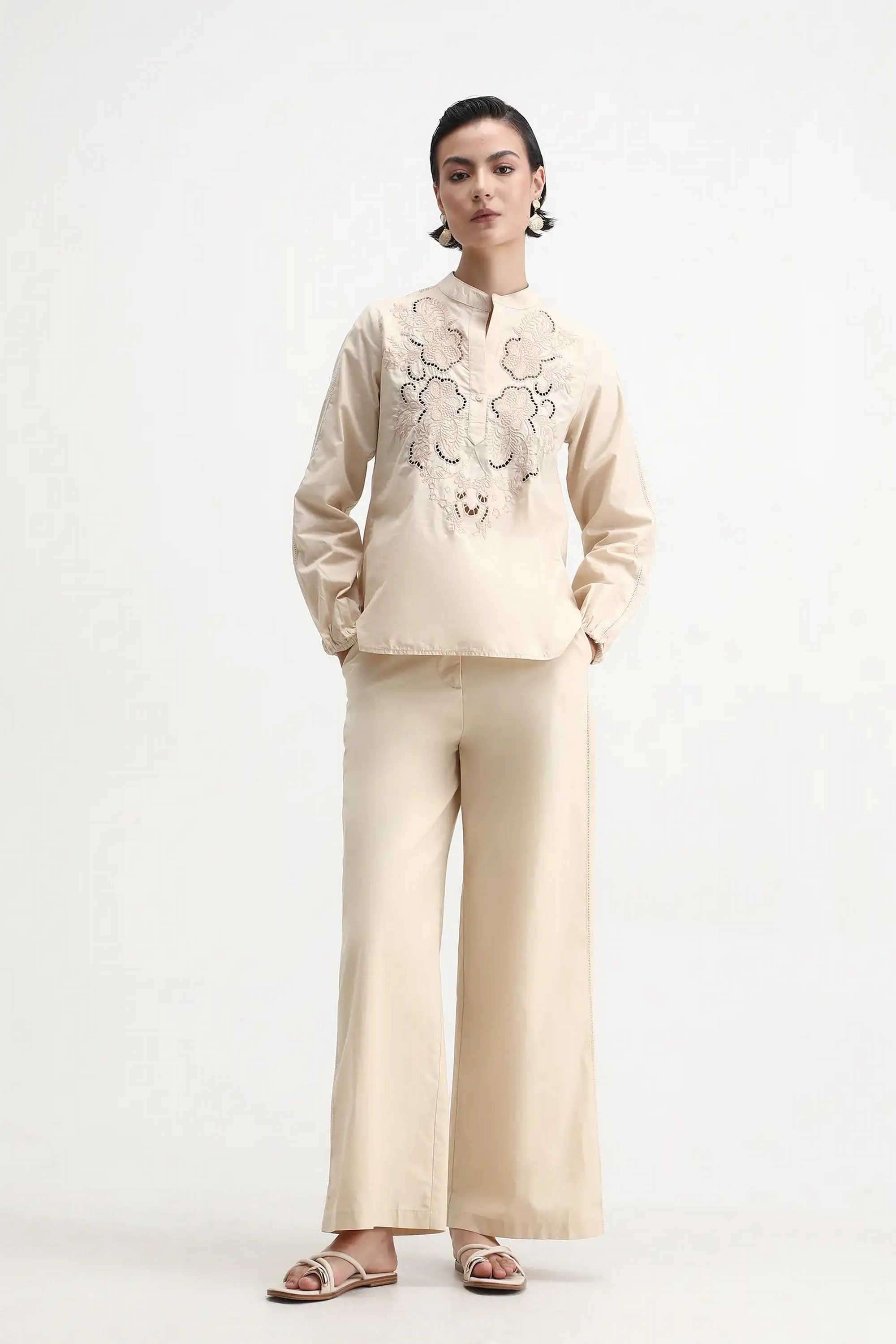 Embroidered-Straight-Fit-Cotton-Women-s-Casual-Wear-Trousers