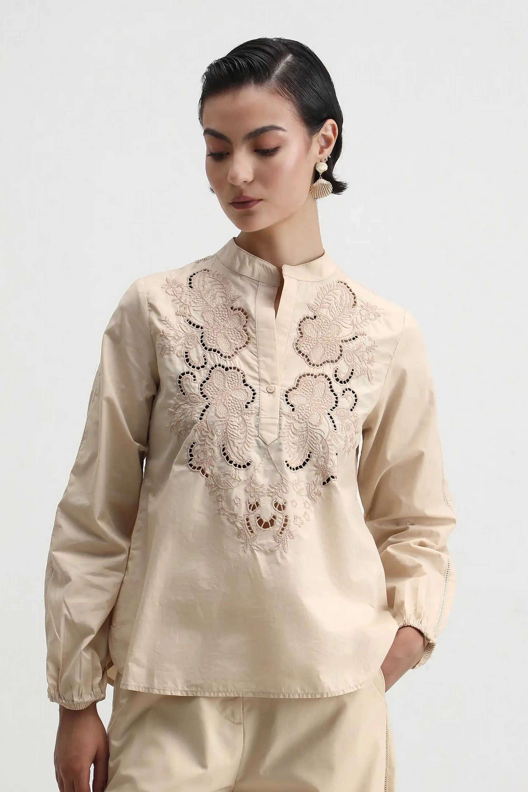 Embroidered-Cotton-Collared-Women-s-Top