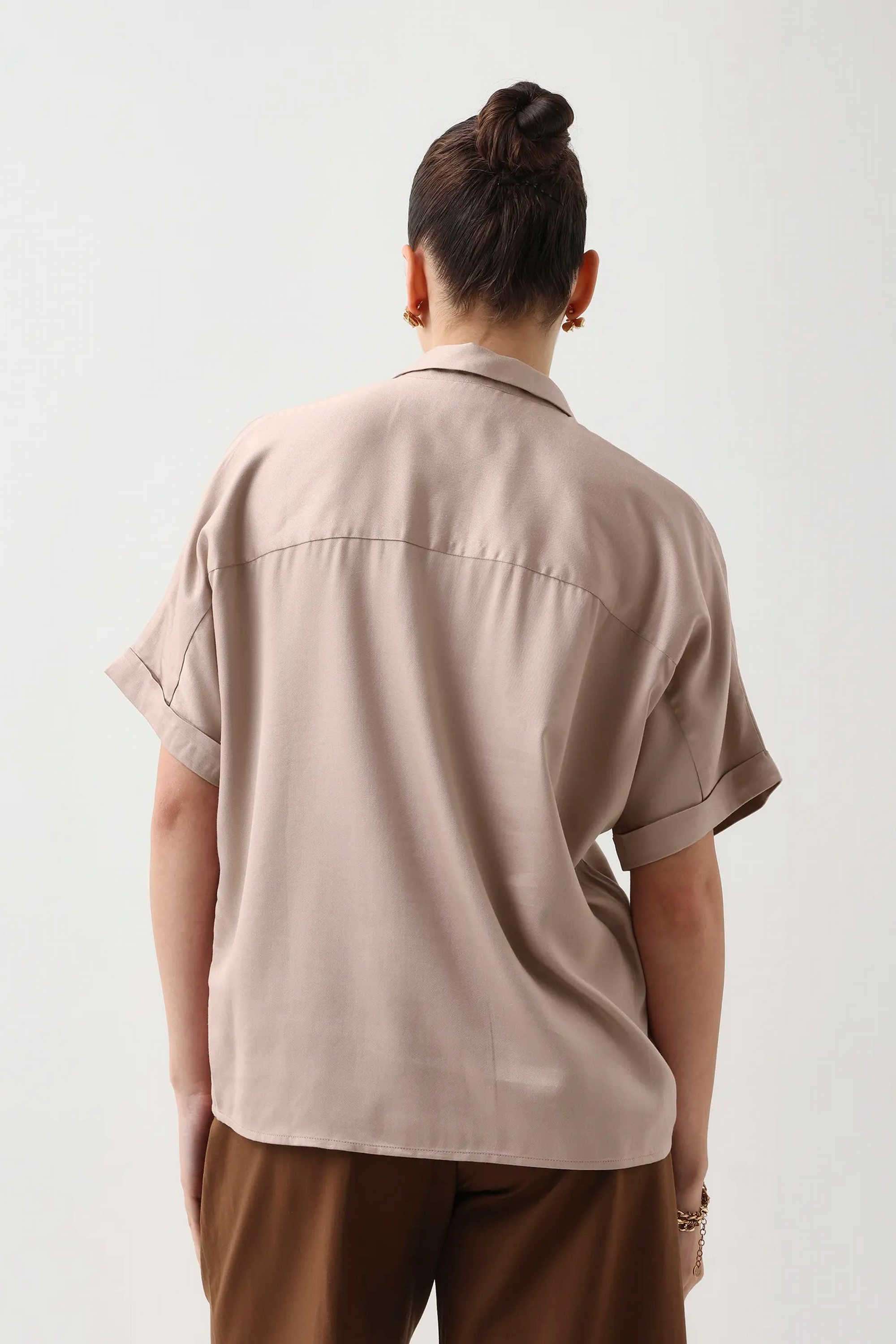 Solid-Viscose-Collared-Women-s-Top