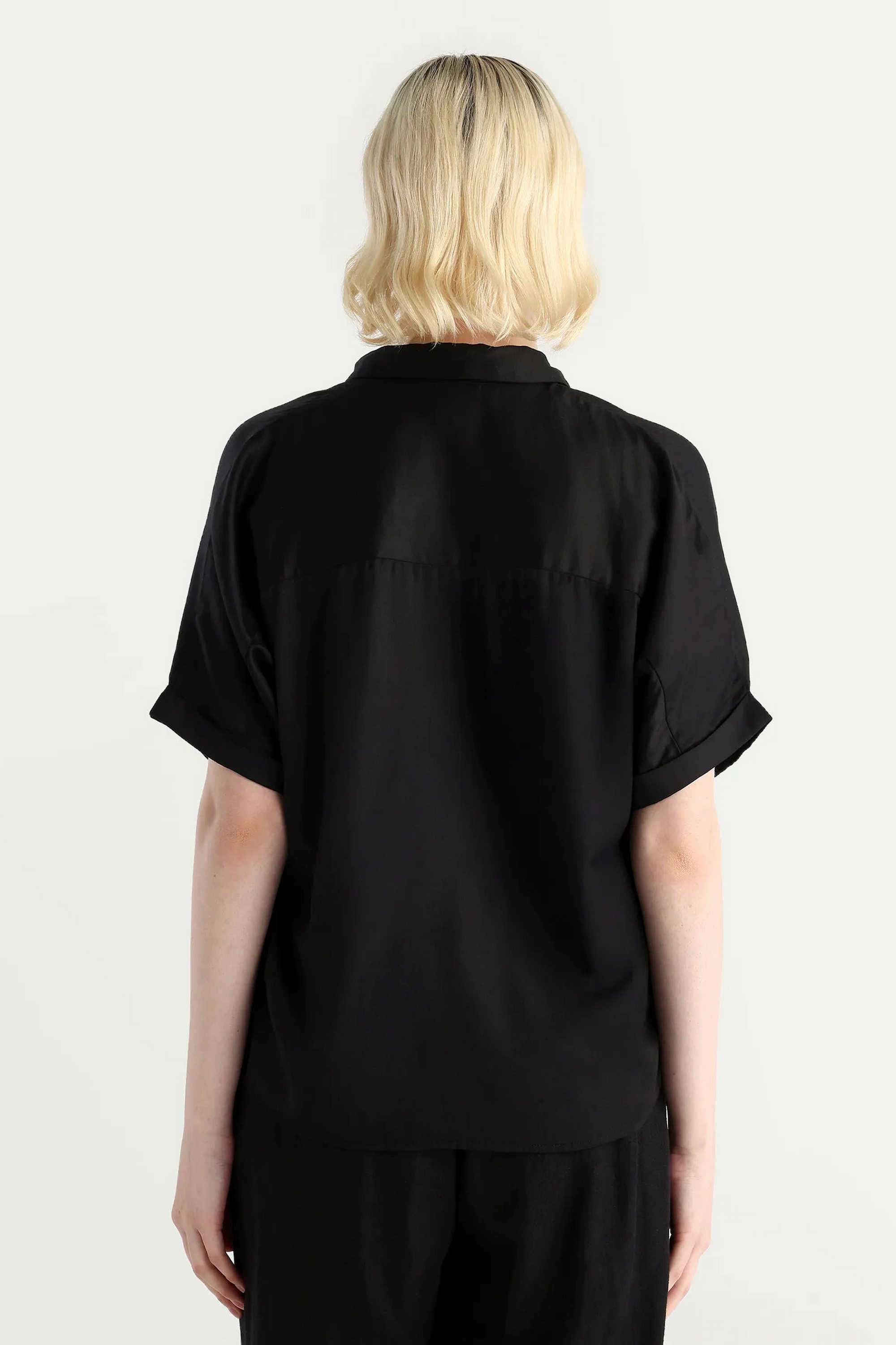 Solid-Viscose-Collared-Women-s-Top