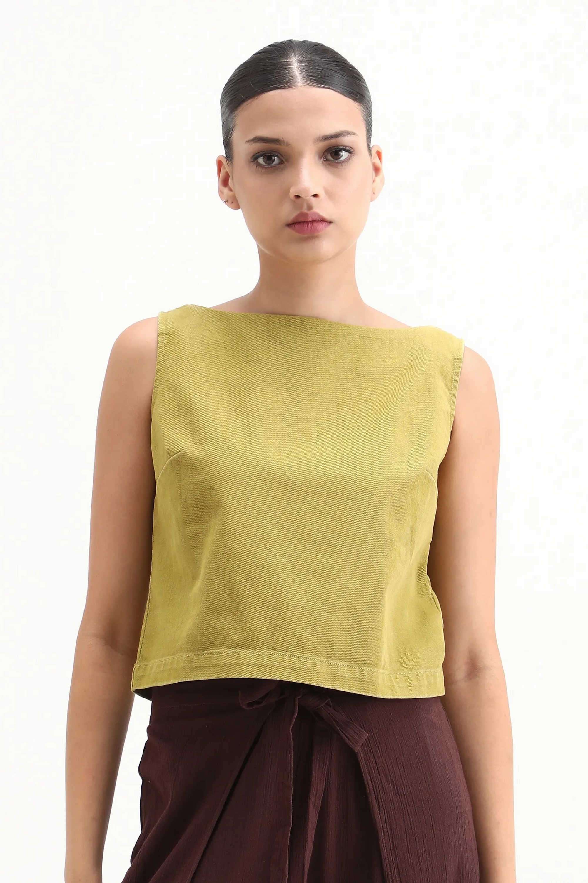 Solid-Cotton-Boat-Neck-Women-s-Top