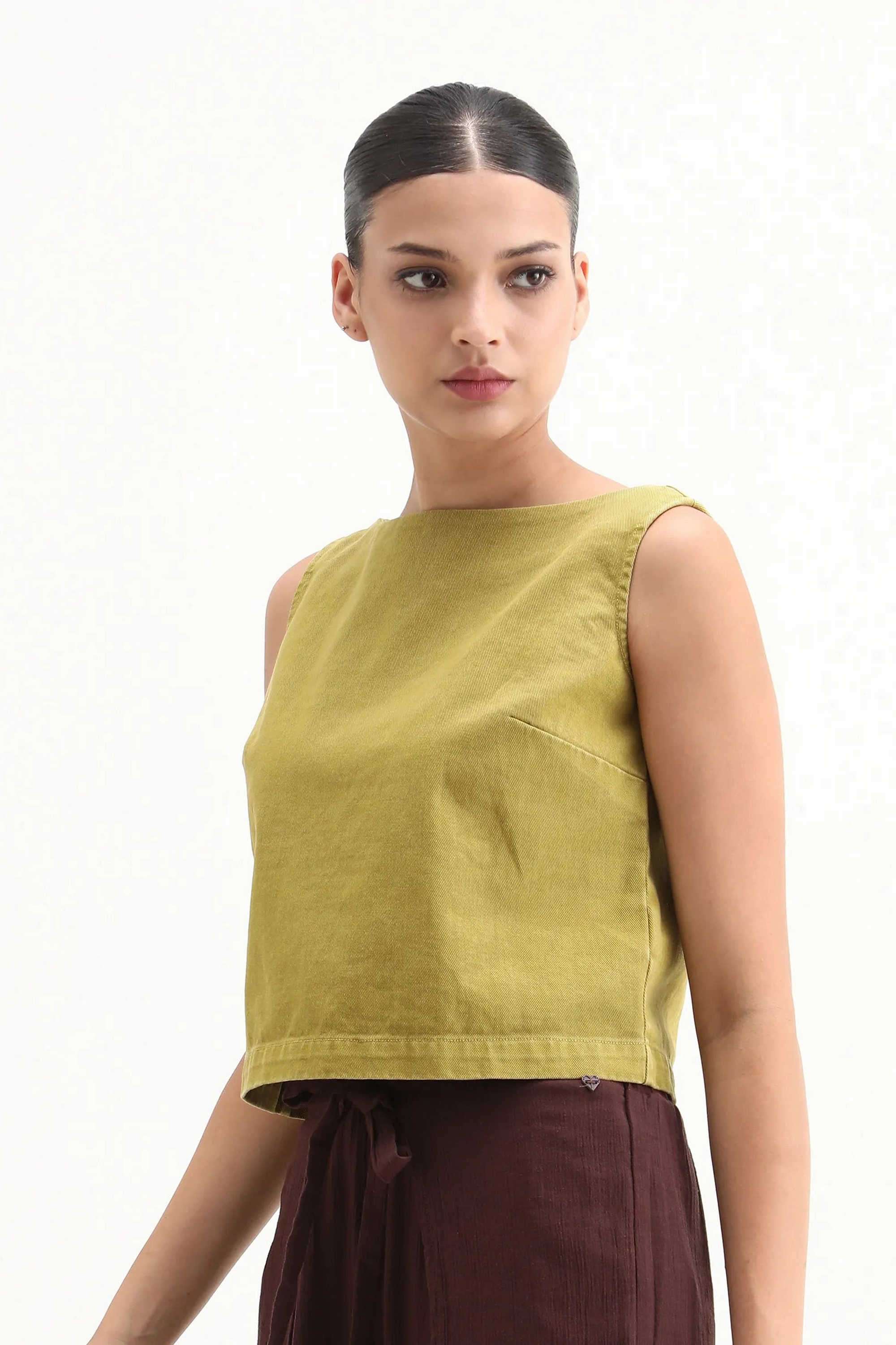 Solid-Cotton-Boat-Neck-Women-s-Top