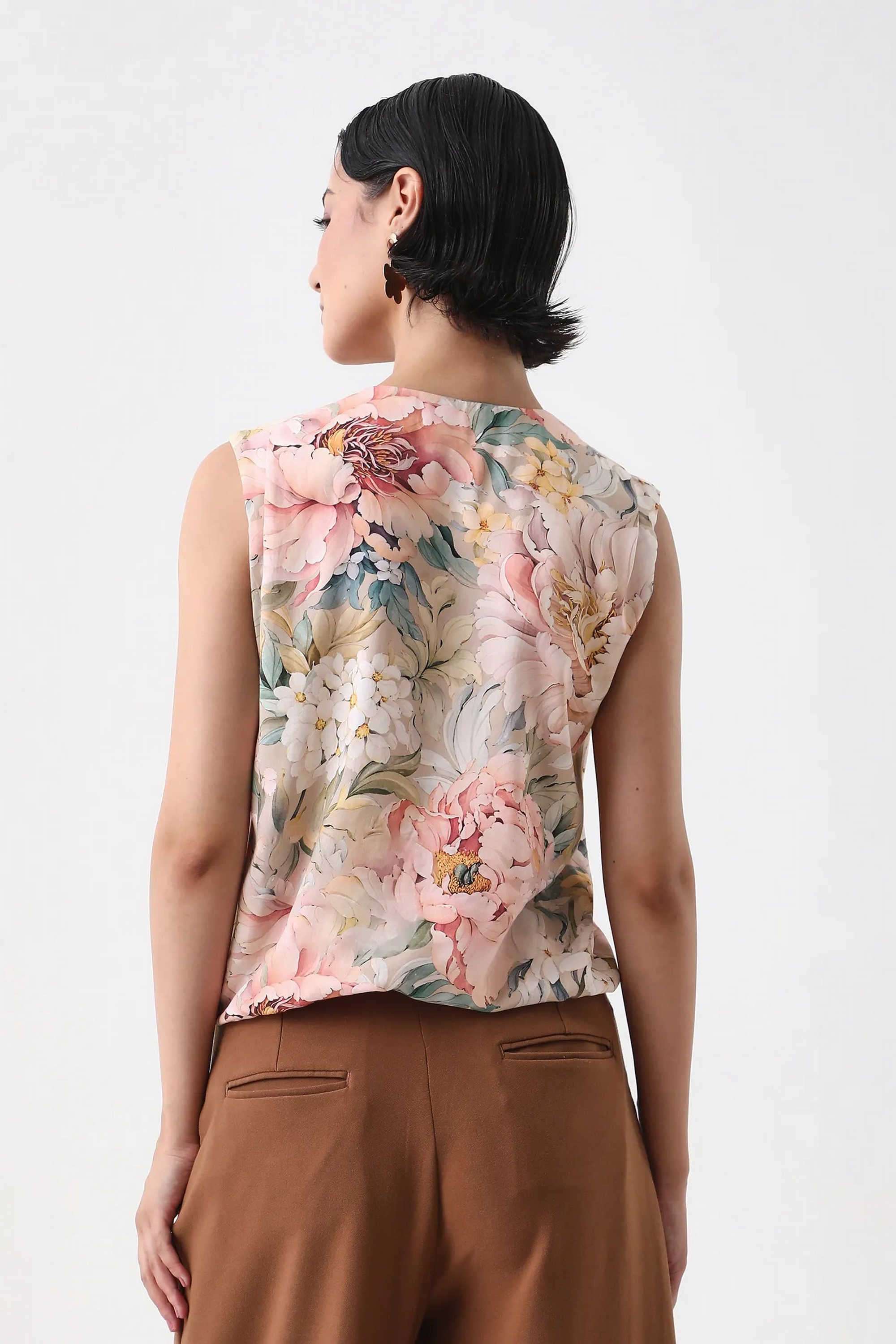 Printed-Cowl-Neck-Viscose-Women-s-Casual-Wear-Top