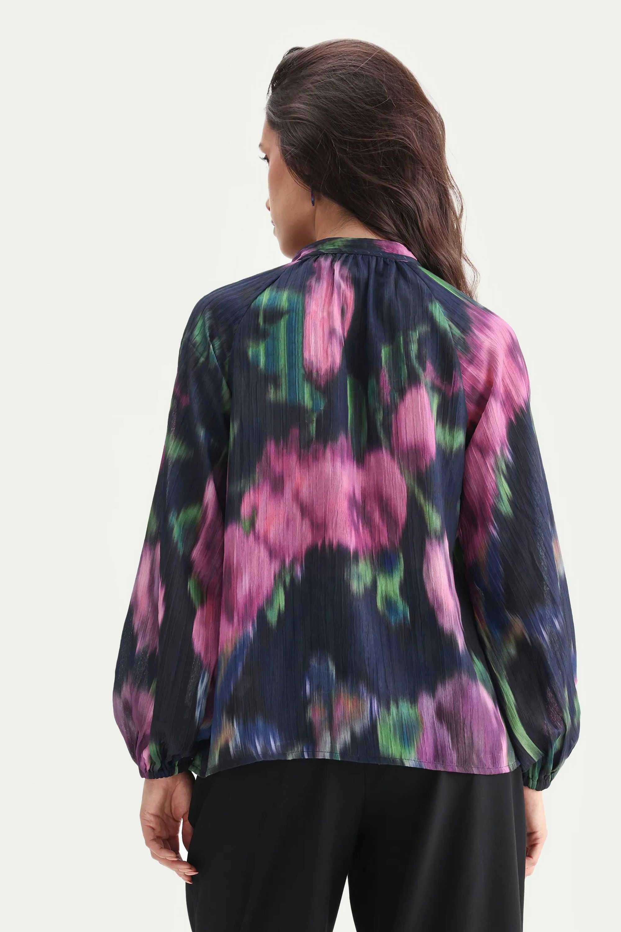 Printed-Tie-Up-Neck-Polyester-Women-s-Casual-Wear-Top